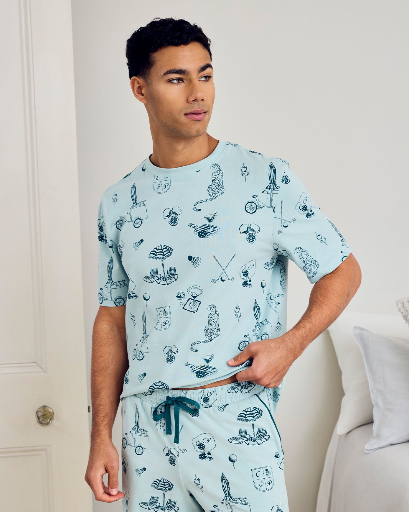 Organic Cotton Weekend Club Print Short Pyjama Set