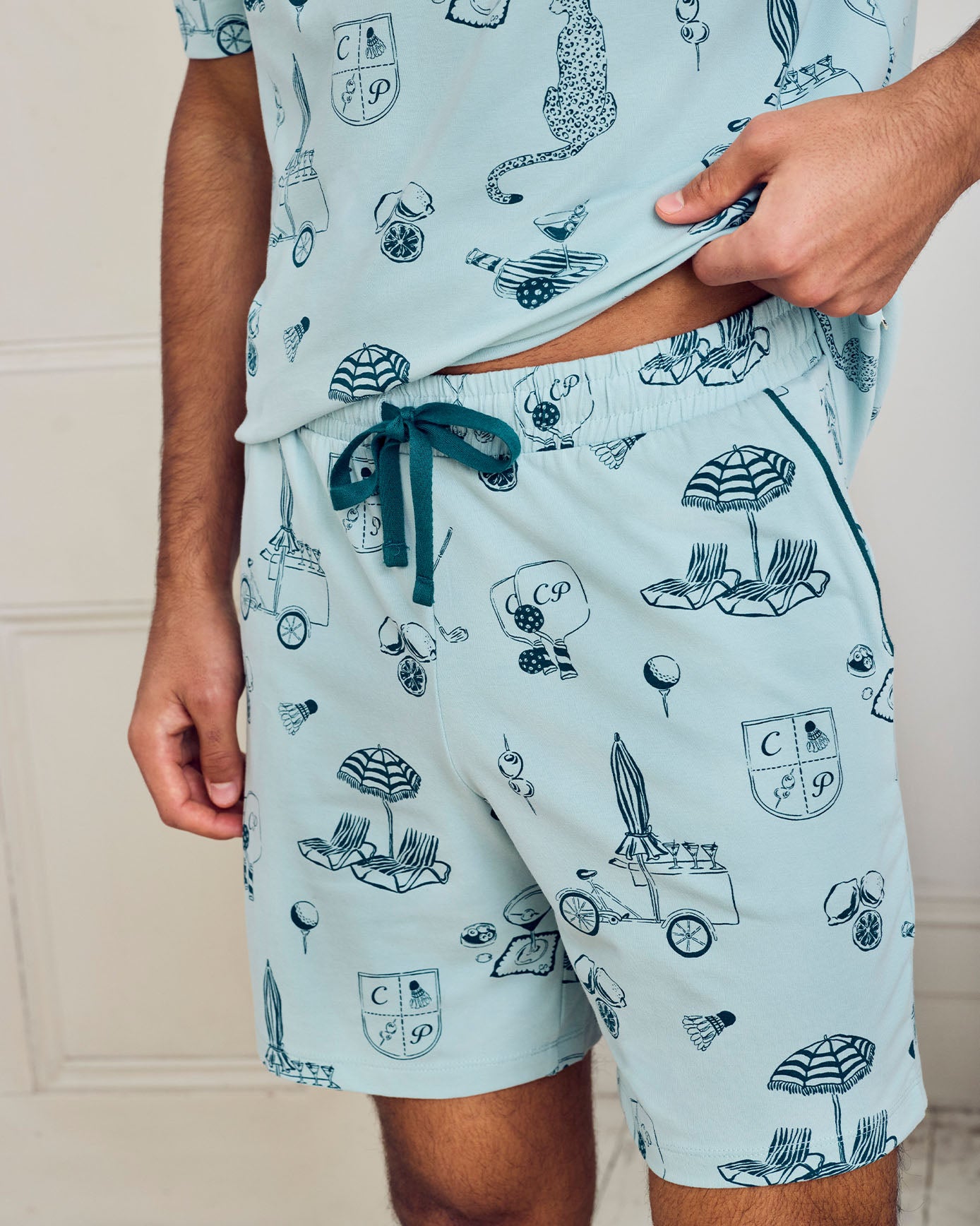 Organic Cotton Weekend Club Print Short Pyjama Set