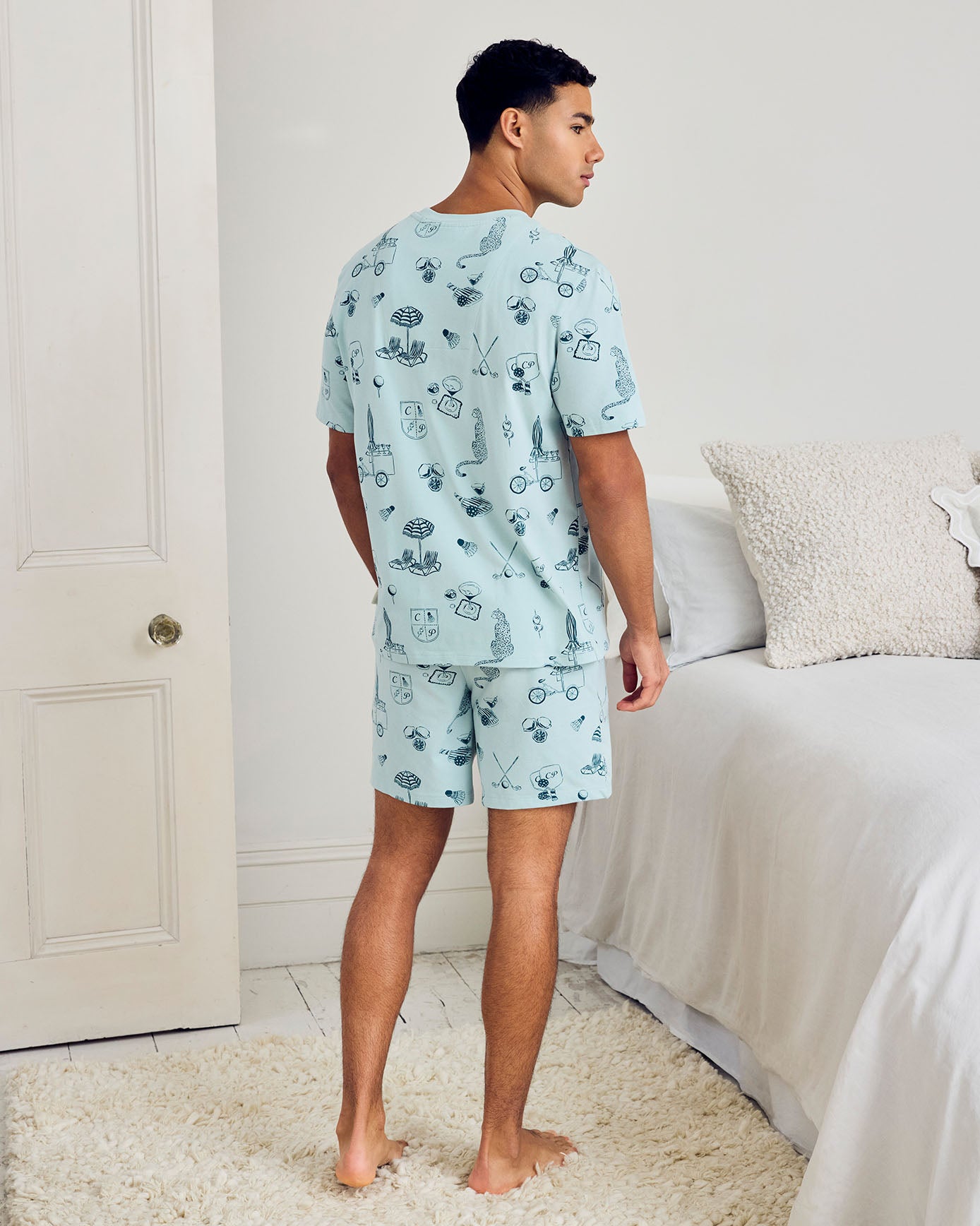 Organic Cotton Weekend Club Print Short Pyjama Set