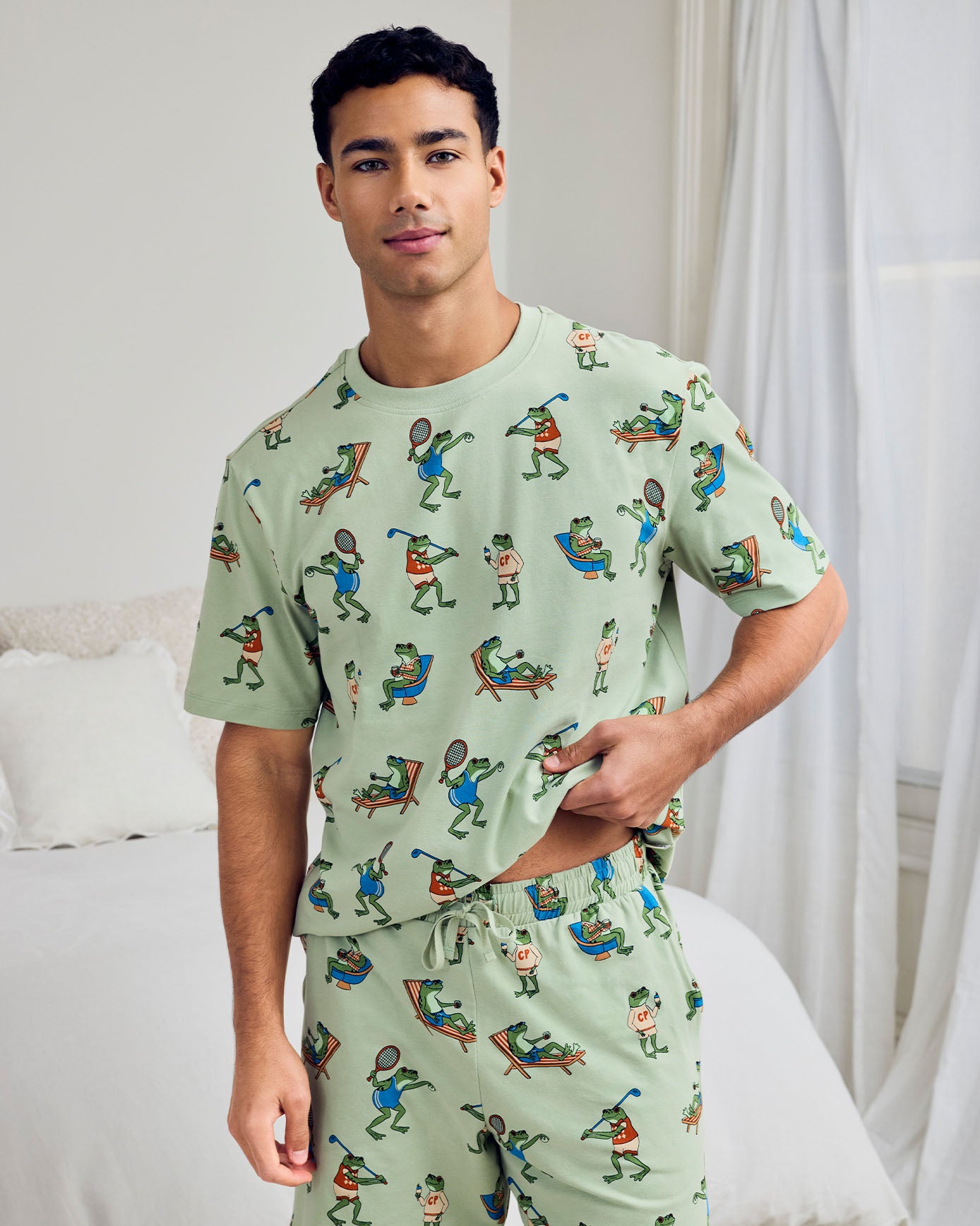 Organic Cotton Sports Frogs Print Short Pyjama Set