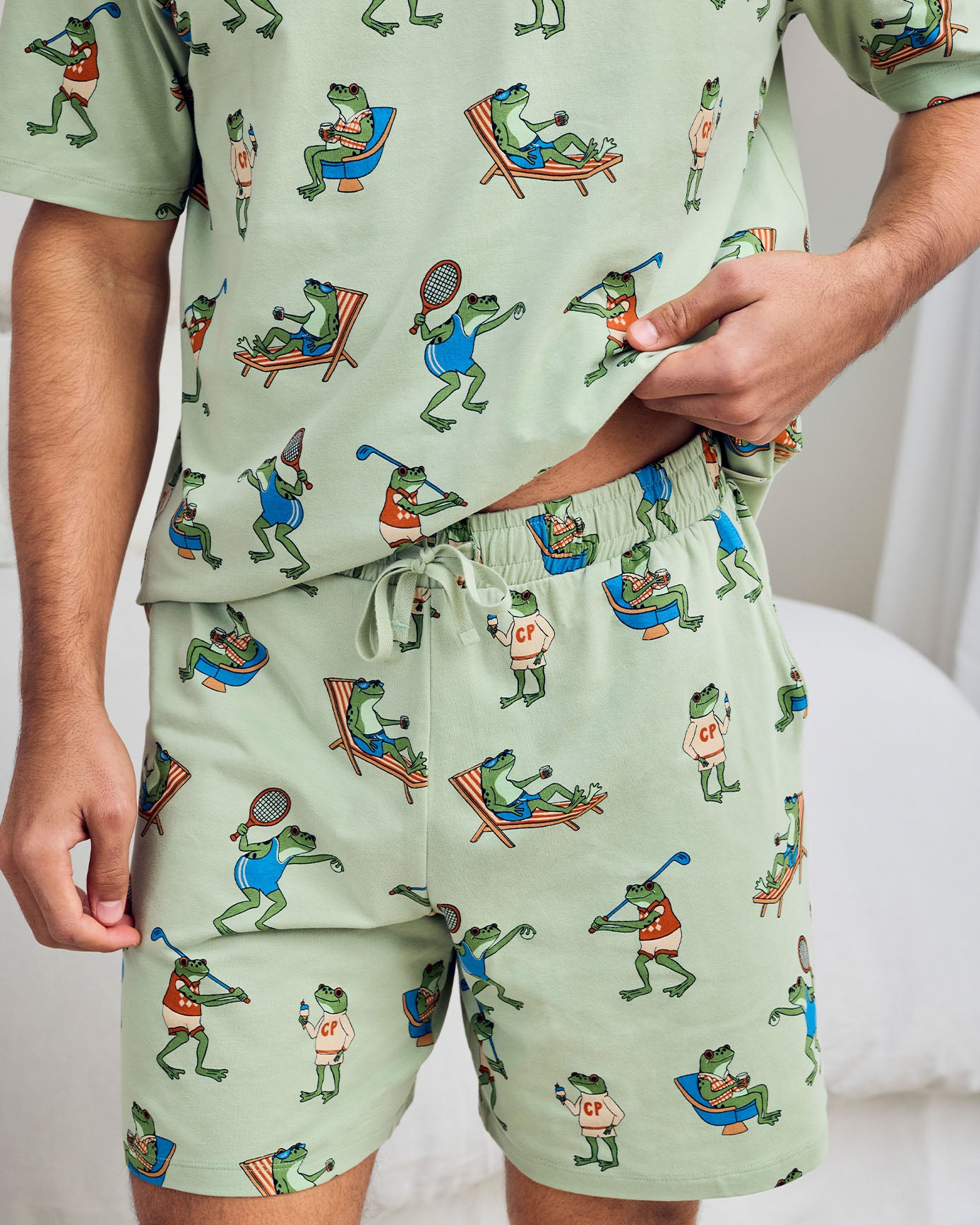 Organic Cotton Sports Frogs Print Short Pyjama Set