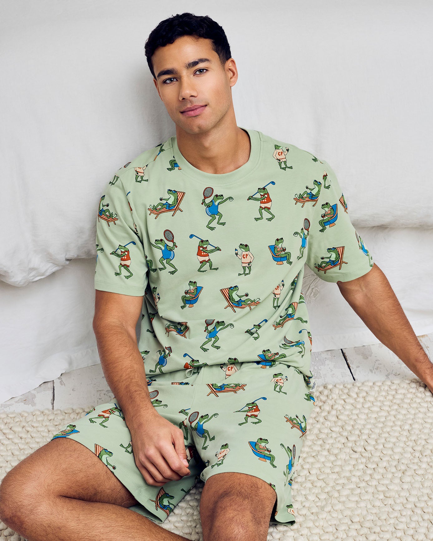 Organic Cotton Sports Frogs Print Short Pyjama Set