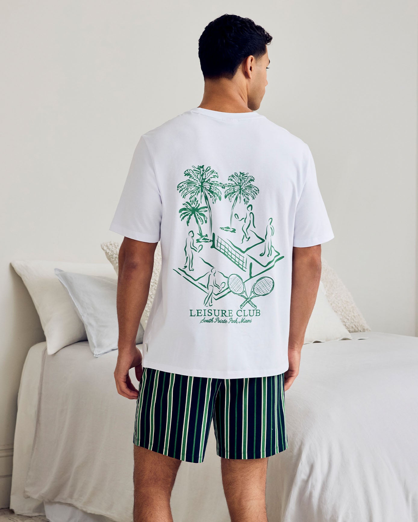 Organic Cotton Embroidered Leisure Club Print Short Pyjama Set