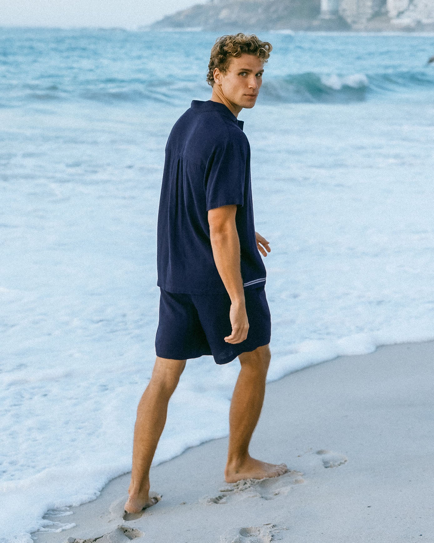 Linen-Blend Riviera Shorts - Navy