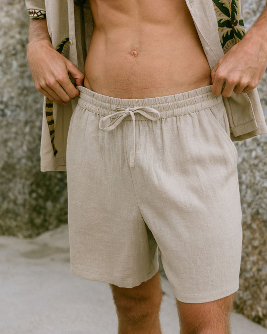 Linen-Blend Shorts - Natural