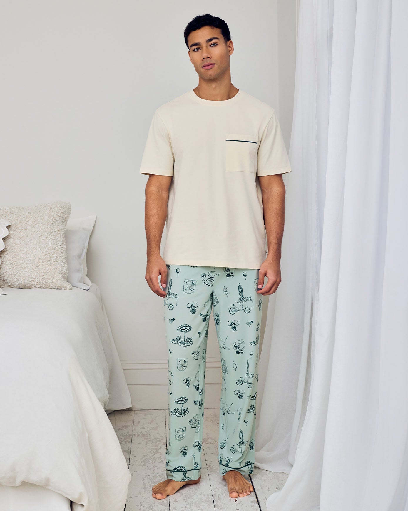 Organic Cotton Weekend Club Print Long Pyjama Set