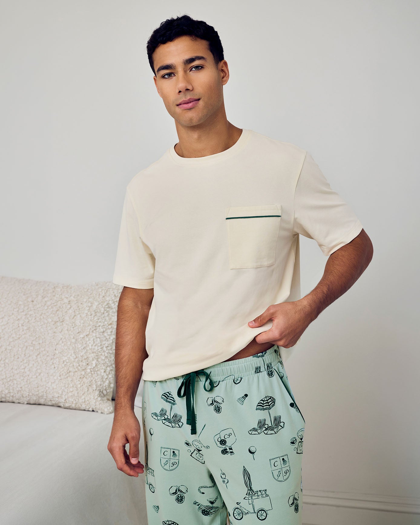 Organic Cotton Weekend Club Print Long Pyjama Set