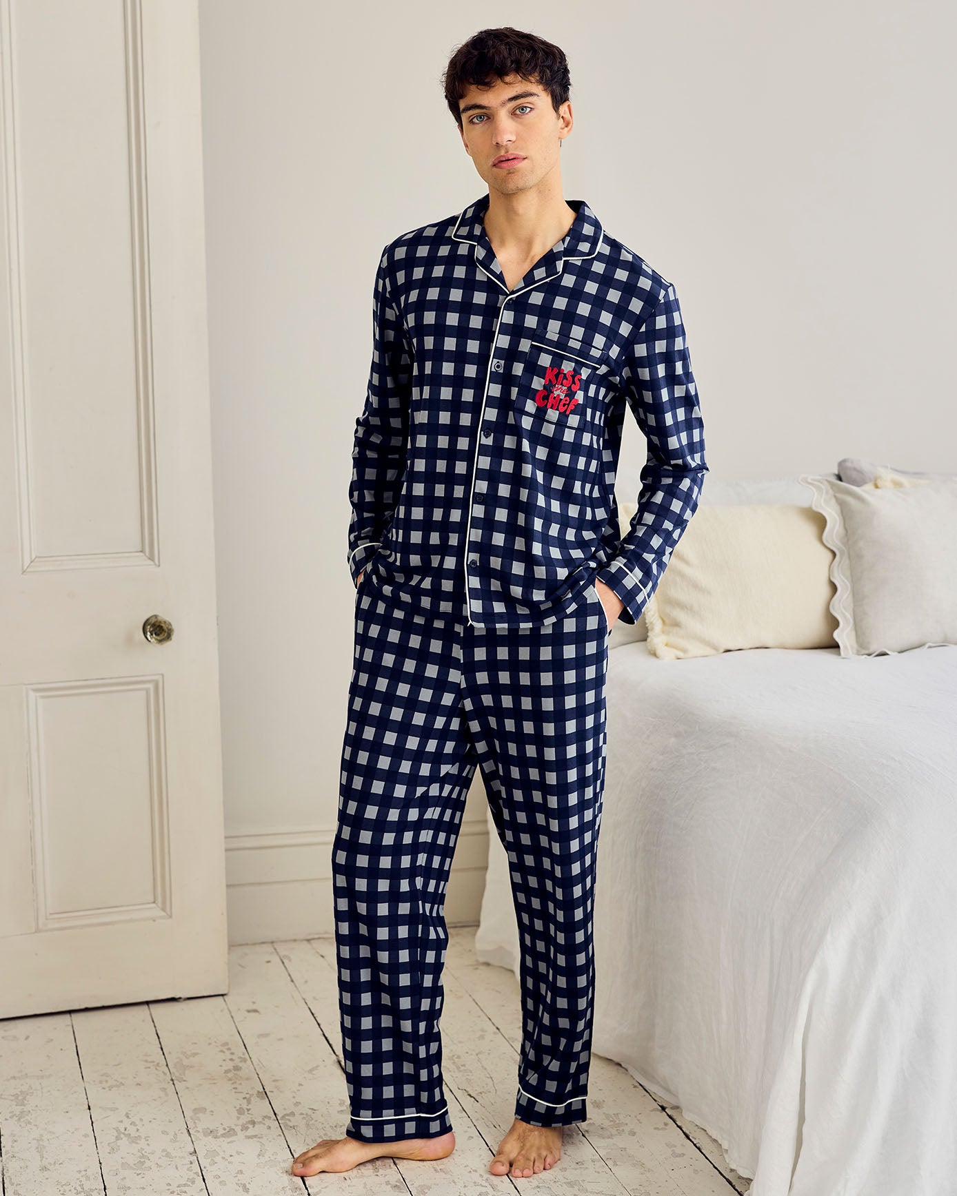 Organic Cotton Kiss Chef Check Long Pyjama Set