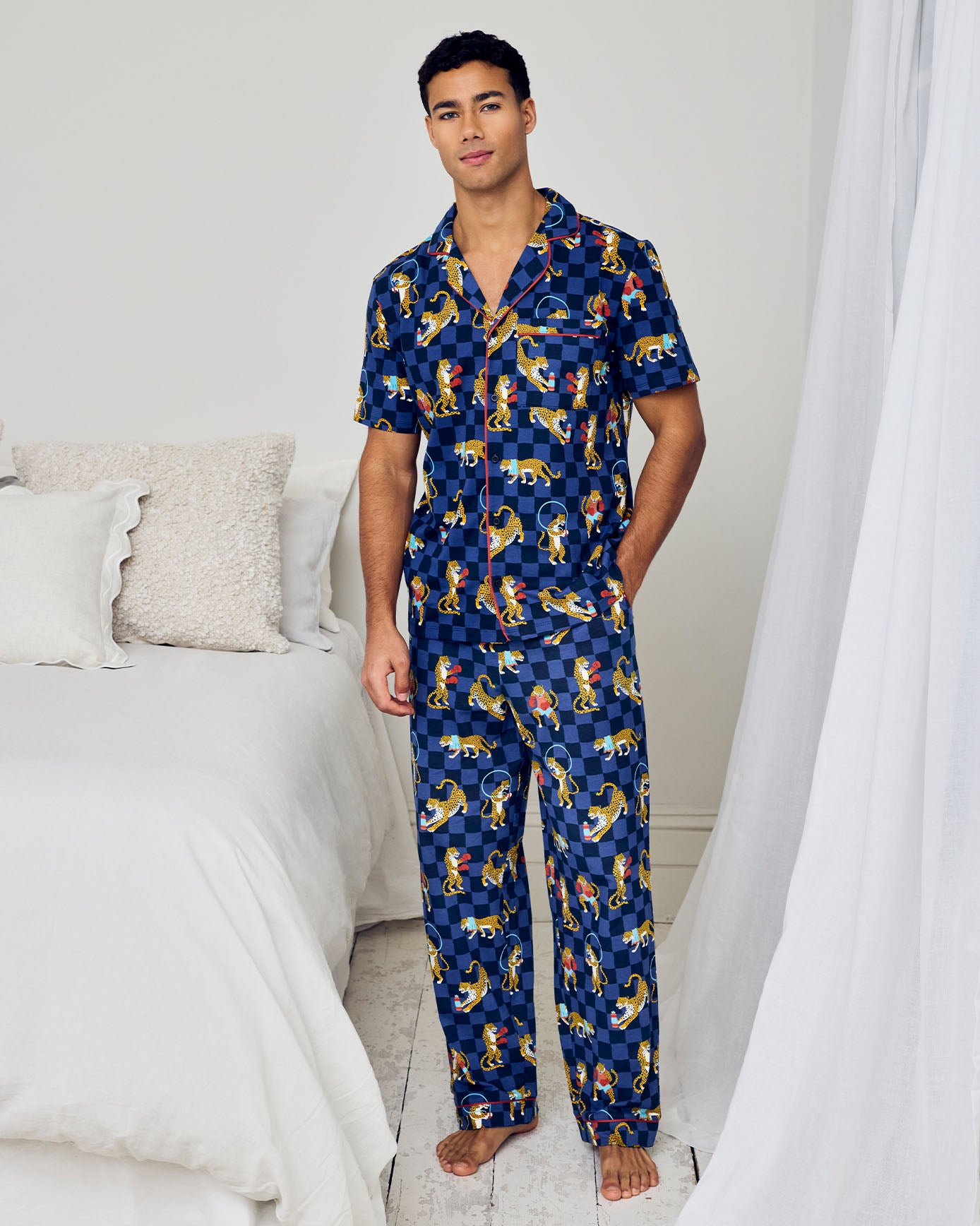 Organic Cotton Boxing Leopards Print Long Pyjama Set