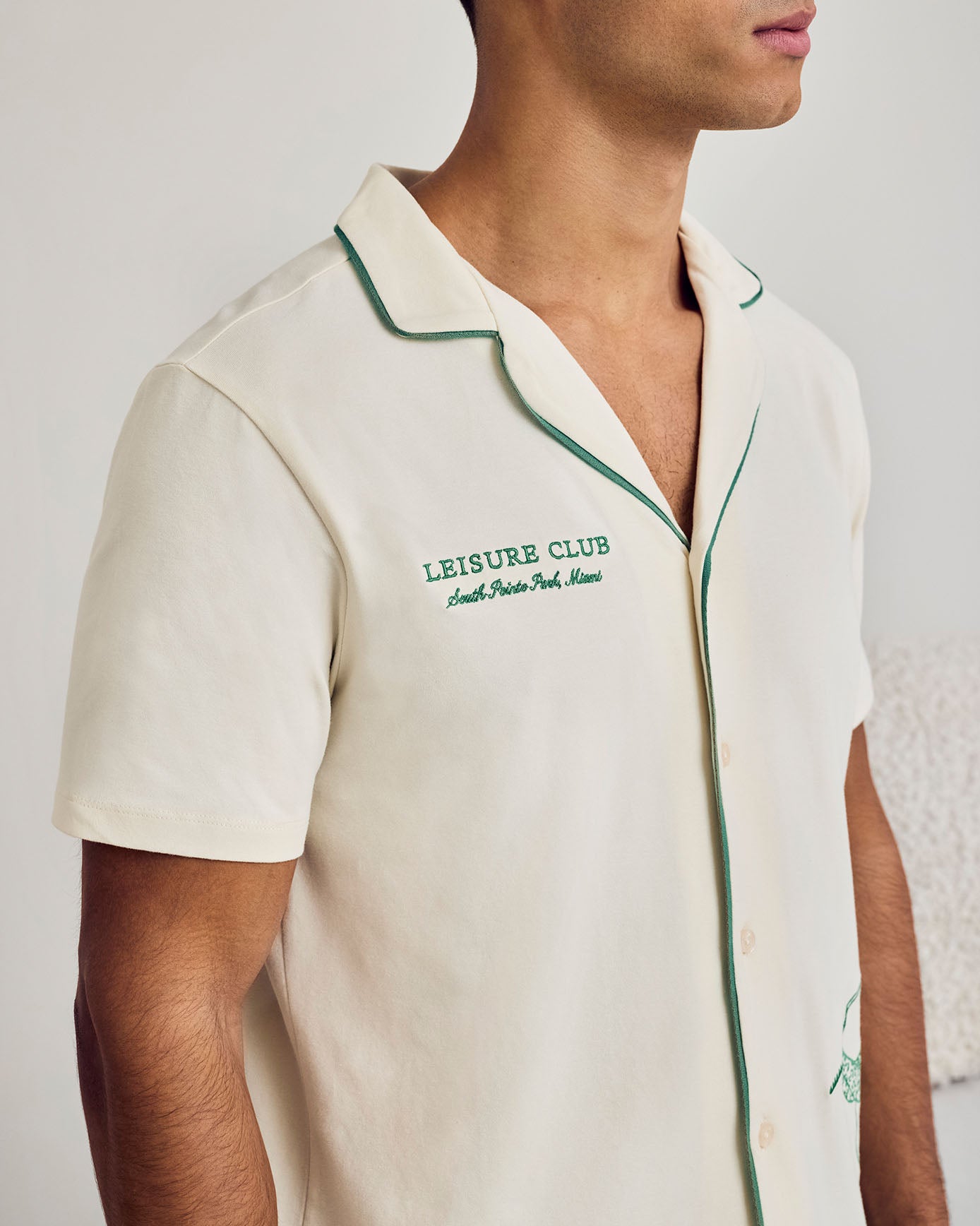 Organic Cotton Embroidered Leisure Club Print Long Pyjama Set