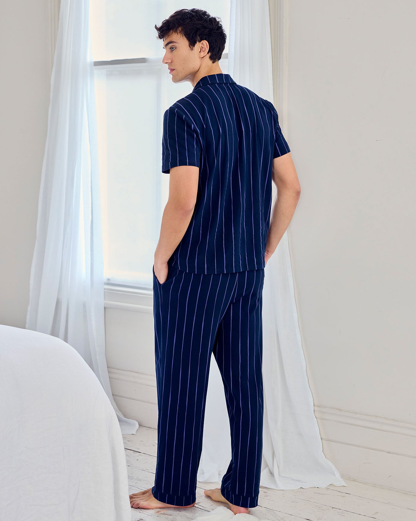 Organic Cotton Chef Stripe Button Up Long Pyjama Set