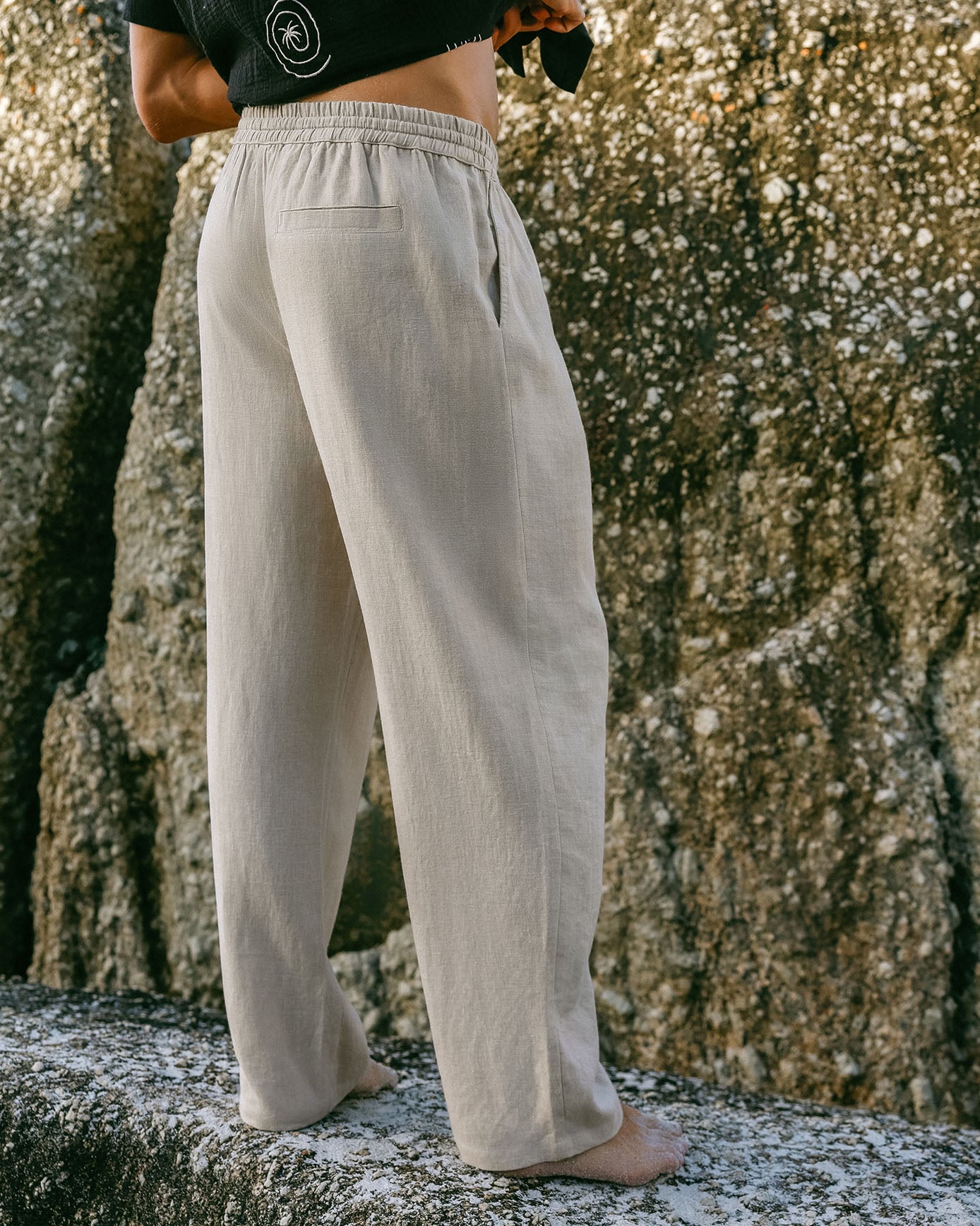 Linen-Blend Relaxed Trousers - Natural