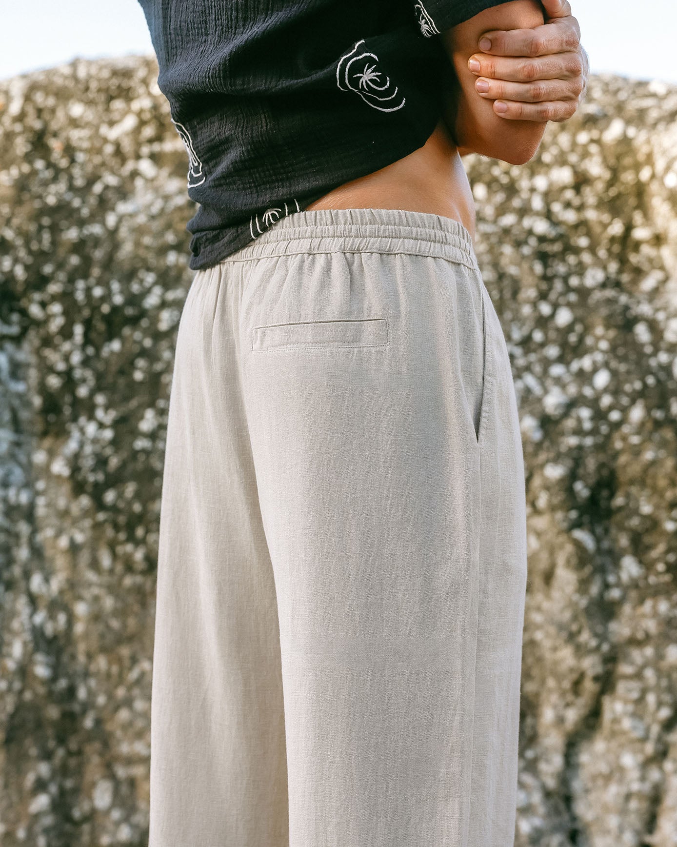 Linen-Blend Relaxed Trousers - Natural