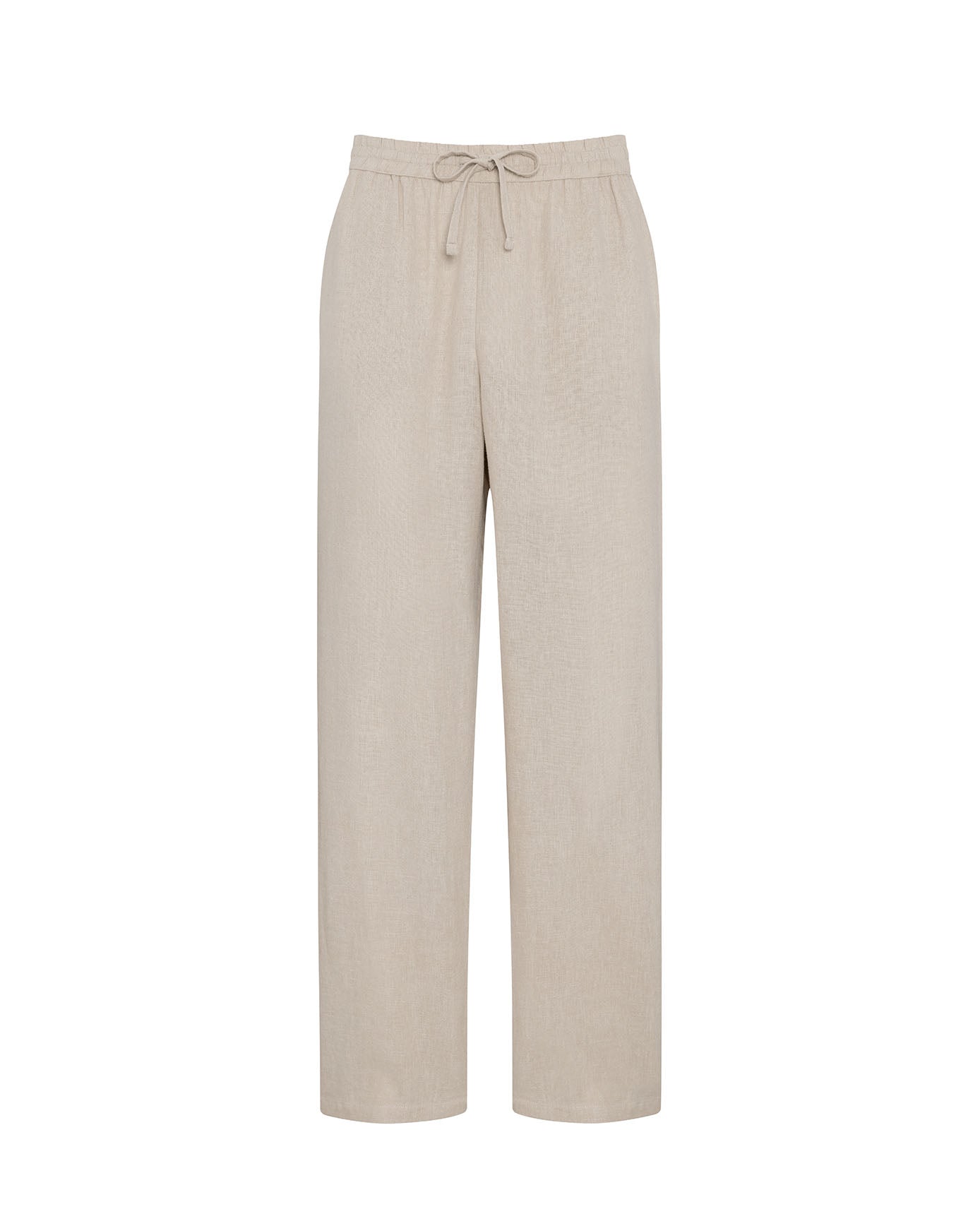 Linen-Blend Relaxed Trousers - Natural