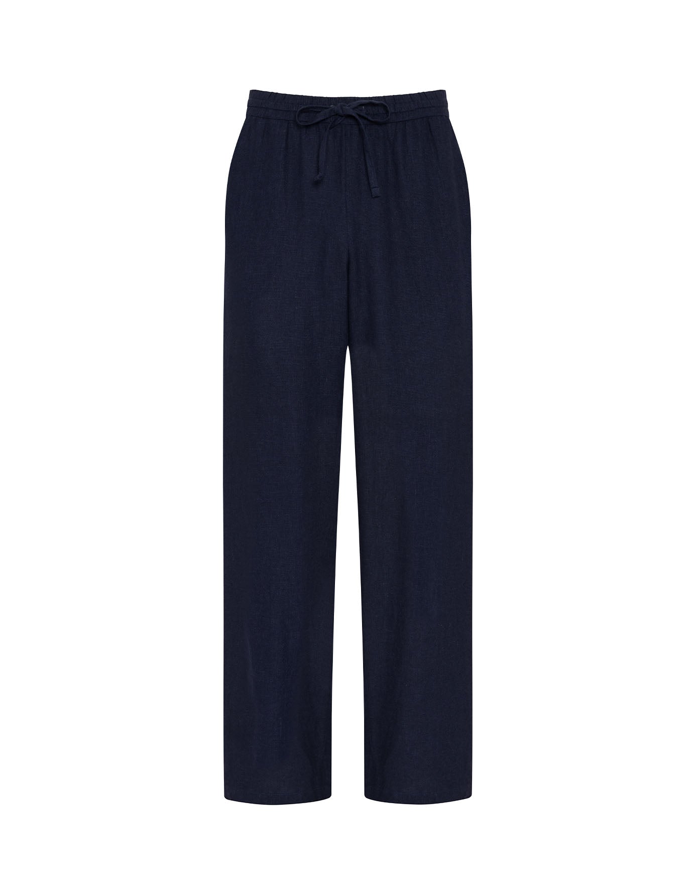 Linen-Blend Relaxed Trousers - Navy