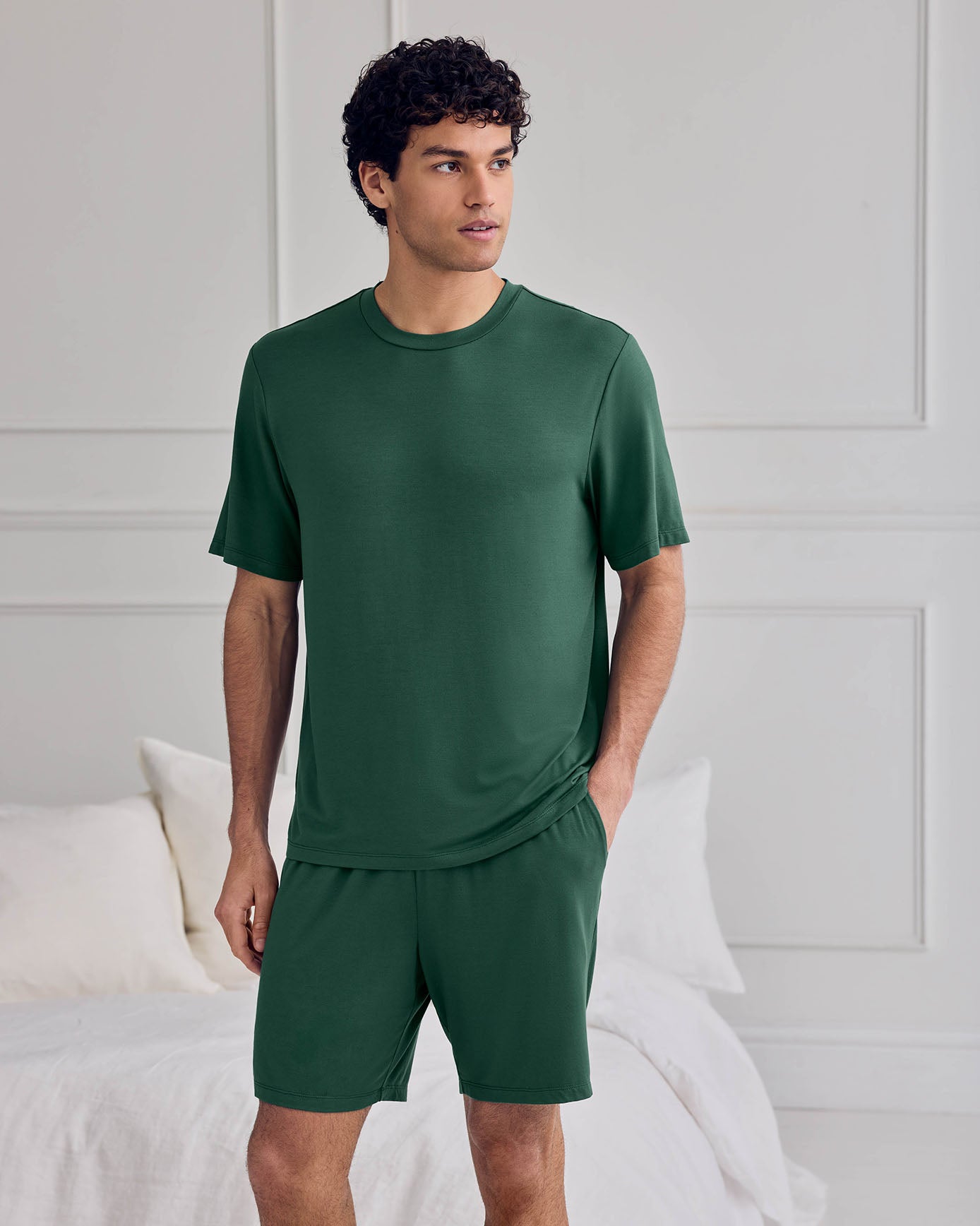TENCEL™ Modal Crew Neck Short Pyjama Set - Green