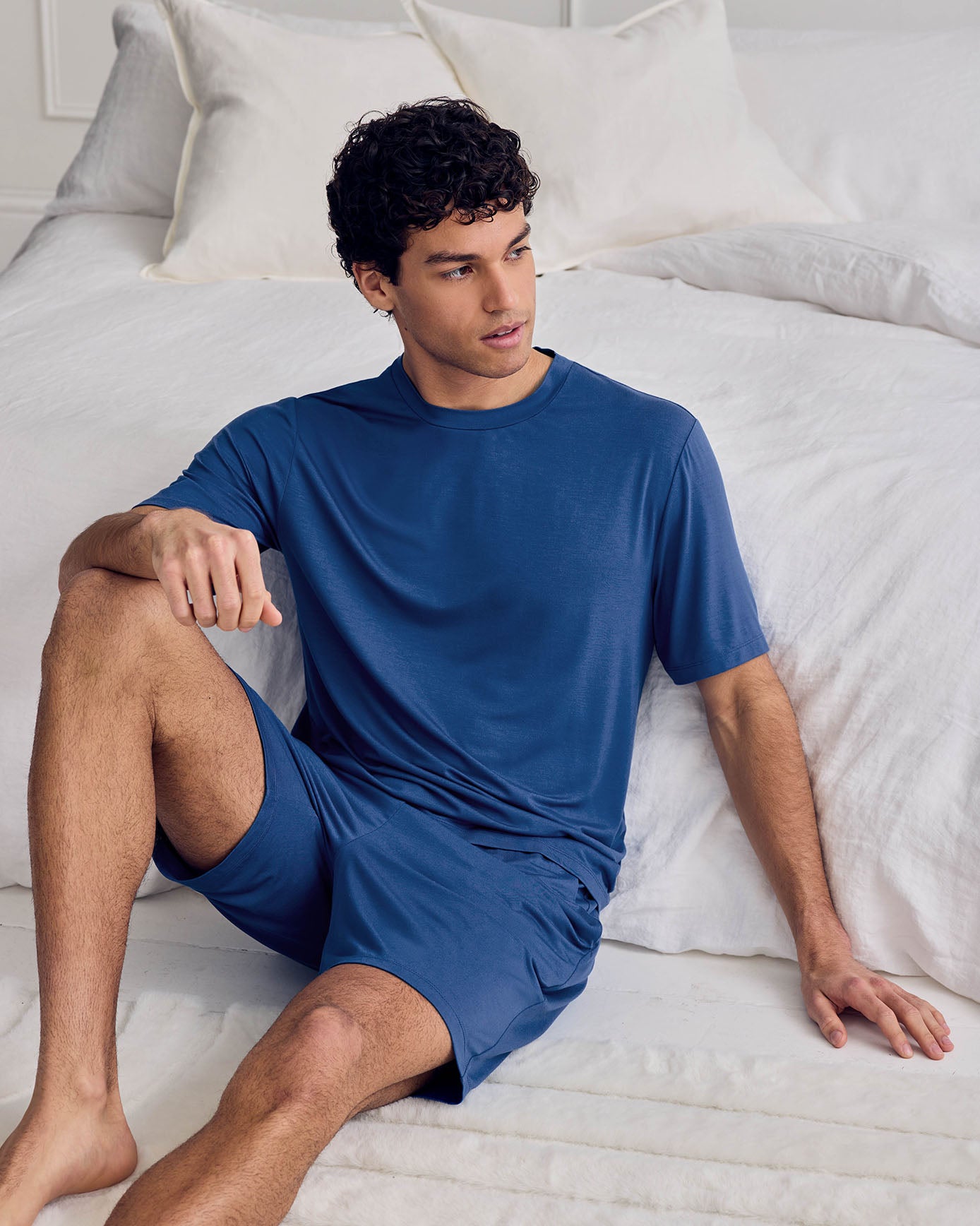 TENCEL™ Modal Crew Neck Short Pyjama Set - Royal Blue
