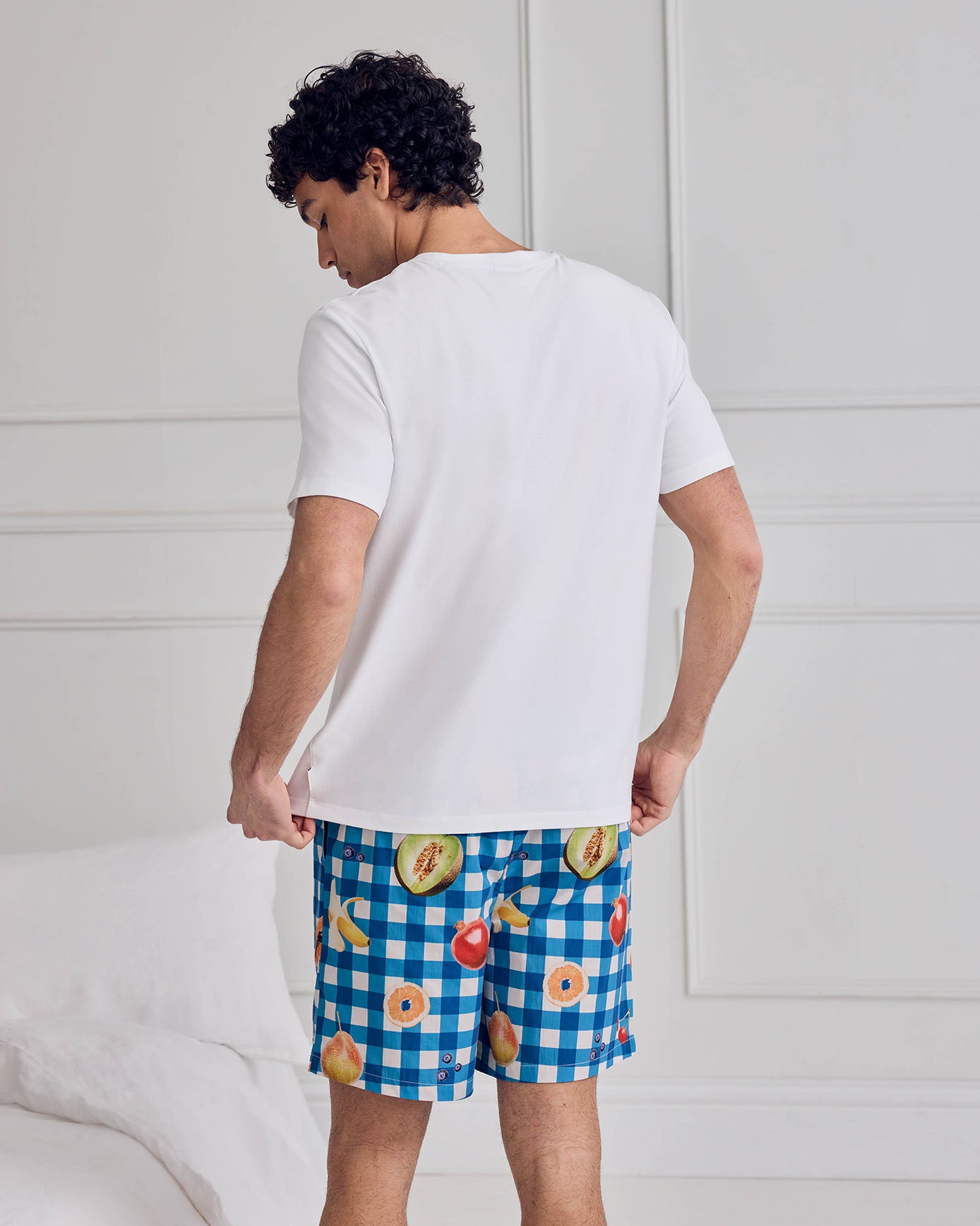 Organic Cotton Gingham Tropical Fruit Print Short Pyjama Set