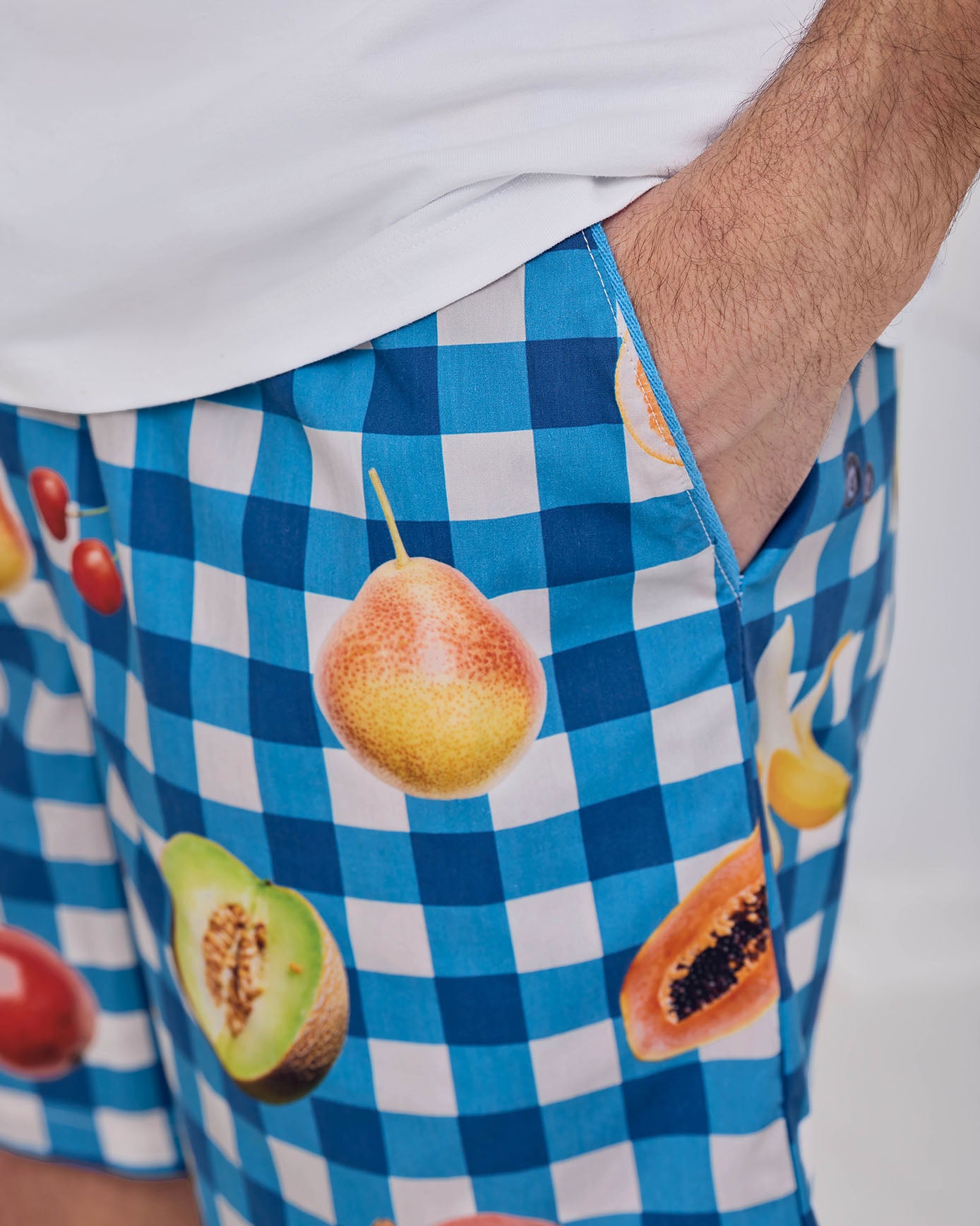 Organic Cotton Gingham Tropical Fruit Print Short Pyjama Set