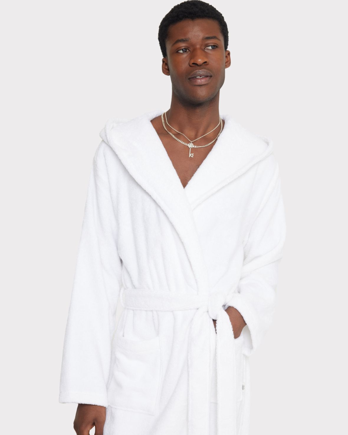 Towelling Dressing Gown - White