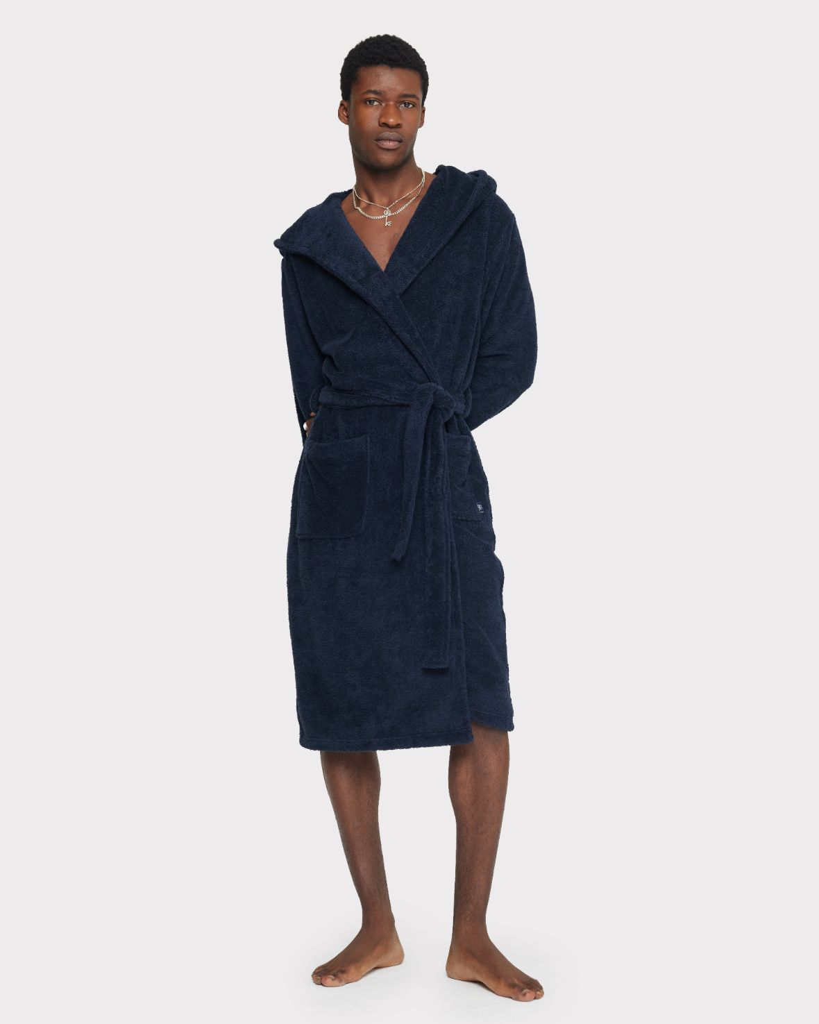 navy cotton dressing gown Luxury Women's Navy Dressing Gown