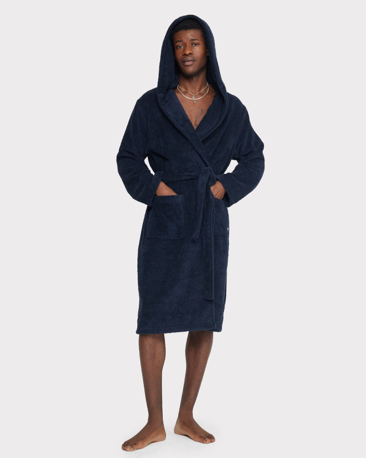 Towelling Dressing Gown - Navy