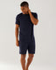 Men's Navy Modal Crew Neck Short Pyjama Set