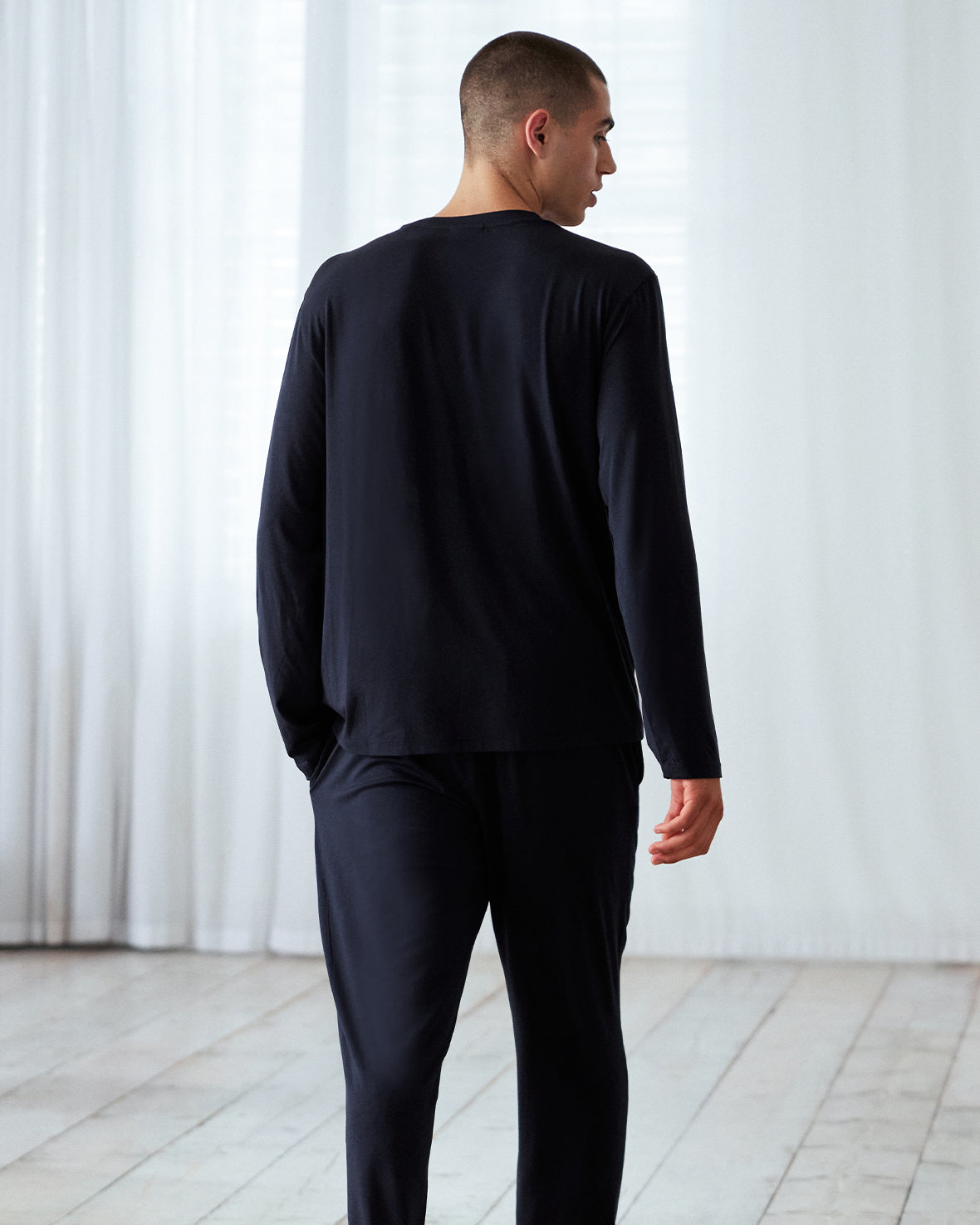 TENCEL™ Modal Long Crew Neck Pyjama Set - Navy