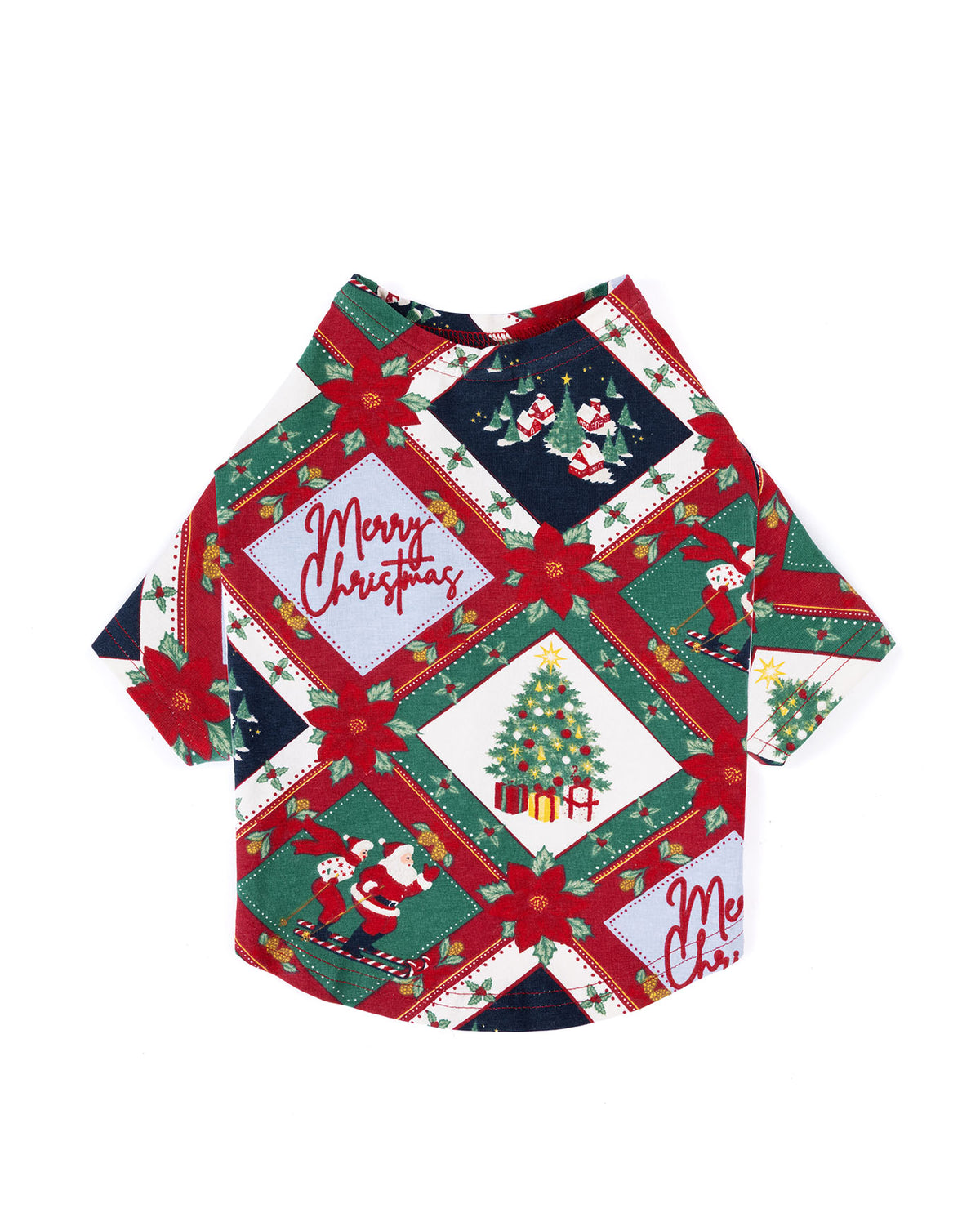 Pets Organic Cotton Christmas Patchwork Print Pyjama T-Shirt