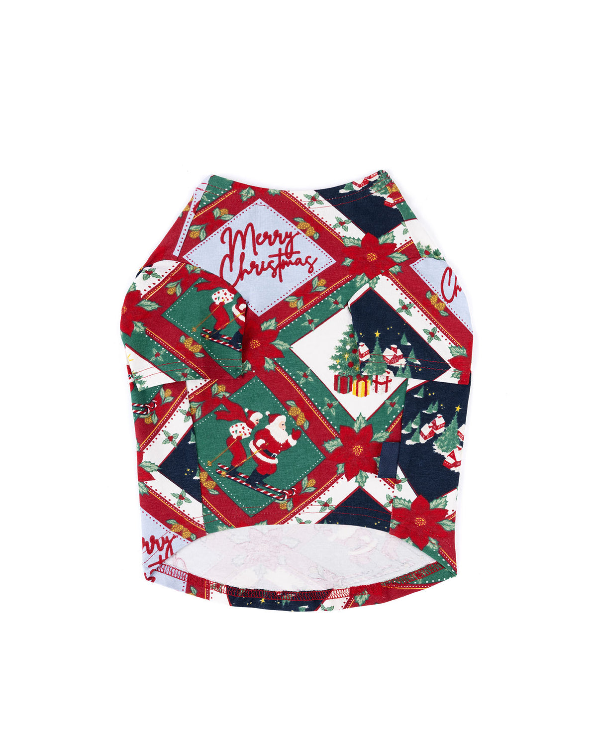 Pets Organic Cotton Christmas Patchwork Print Pyjama T-Shirt