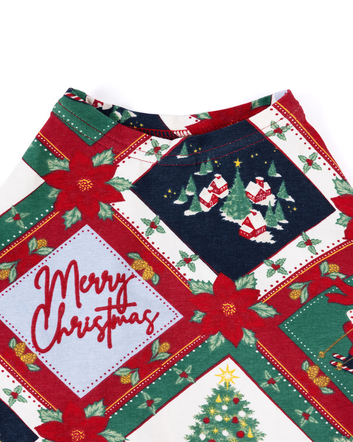 Pets Organic Cotton Christmas Patchwork Print Pyjama T-Shirt