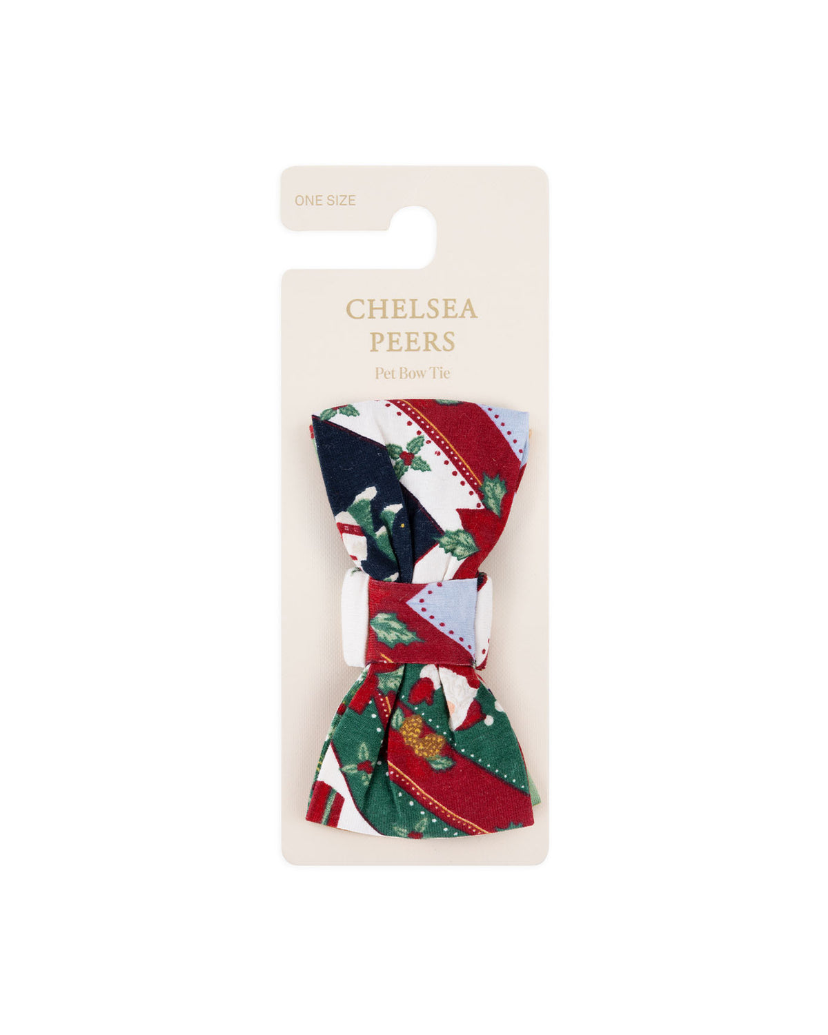 Pets Organic Cotton Christmas Patchwork Print Bow Tie