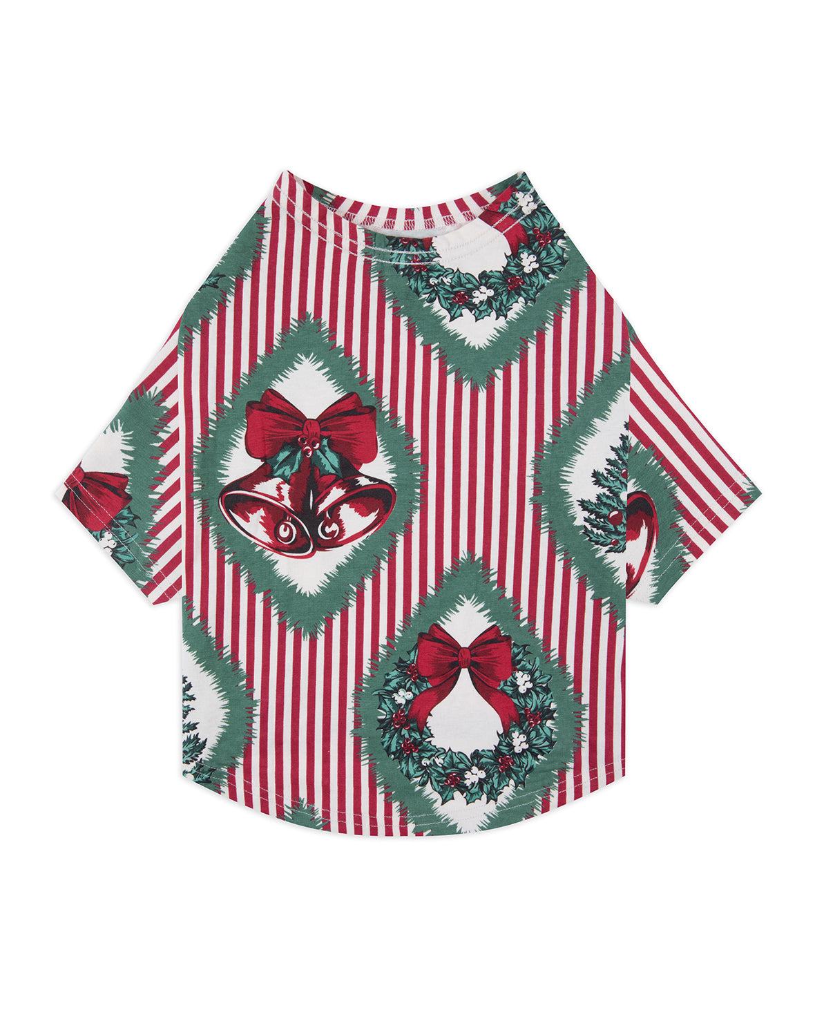 Pet Organic Cotton Christmas Vintage Tree & Wreath Print Pyjama T-shirt