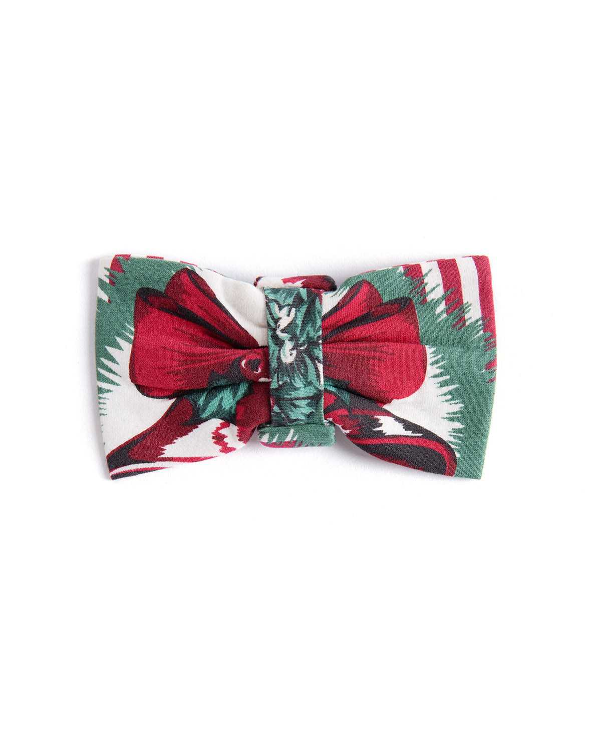 Pet Organic Cotton Christmas Vintage Tree & Wreath Print Bow Tie