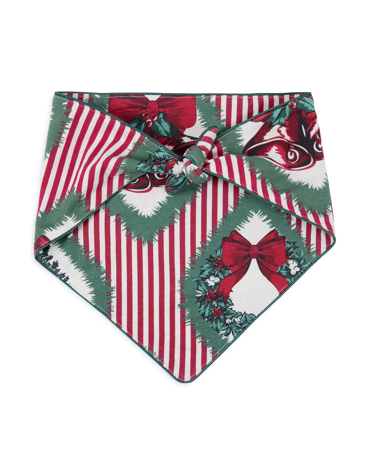 Pet Organic Cotton Christmas Vintage Tree & Wreath Print Bandana