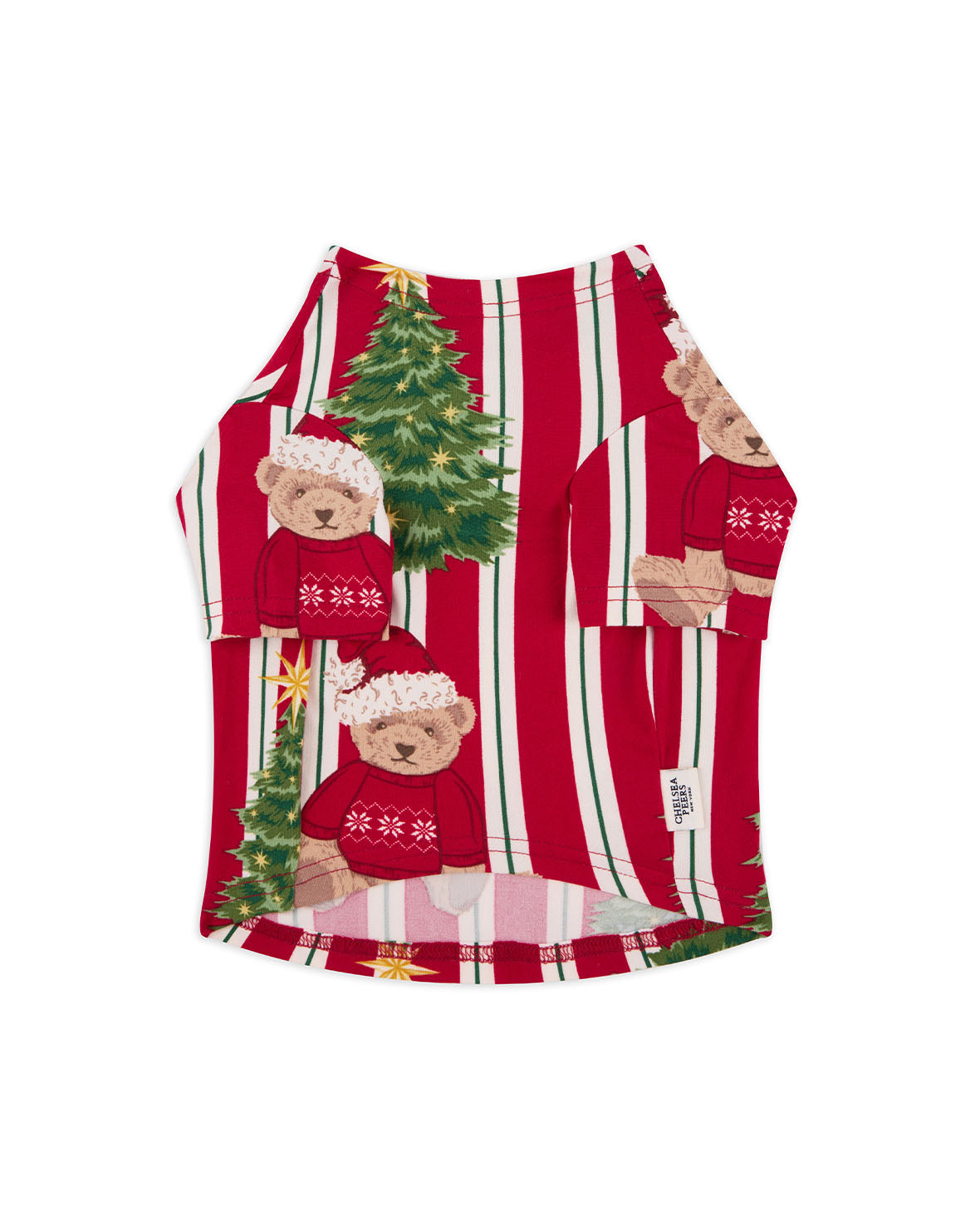 Pet Christmas Teddy Bear Stripe Print Pyjama T-Shirt