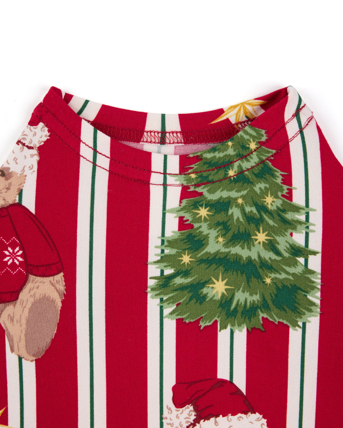Pet Christmas Teddy Bear Stripe Print Pyjama T-Shirt