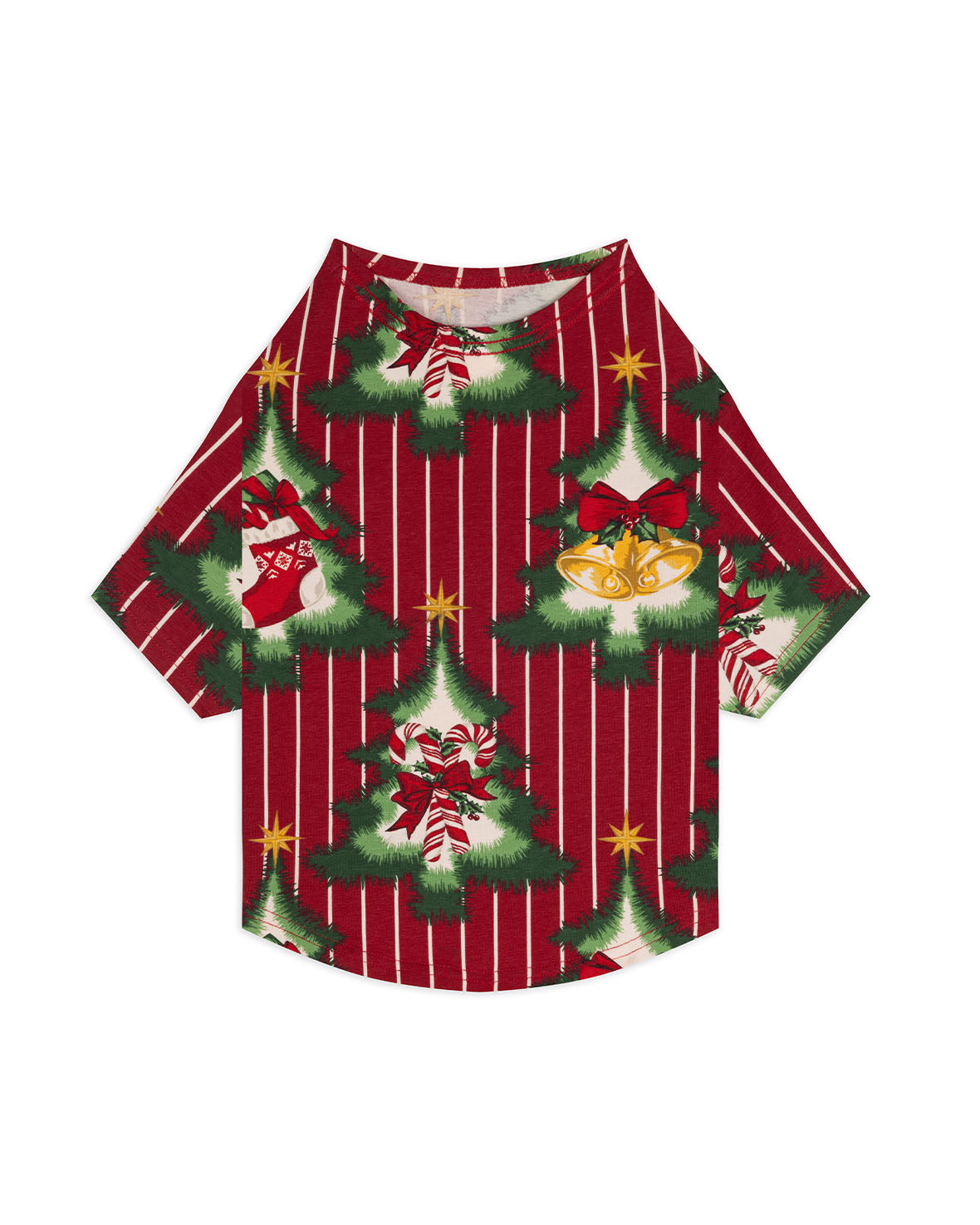 Pets Organic Cotton Christmas Tree Stripe Pyjama T-Shirt