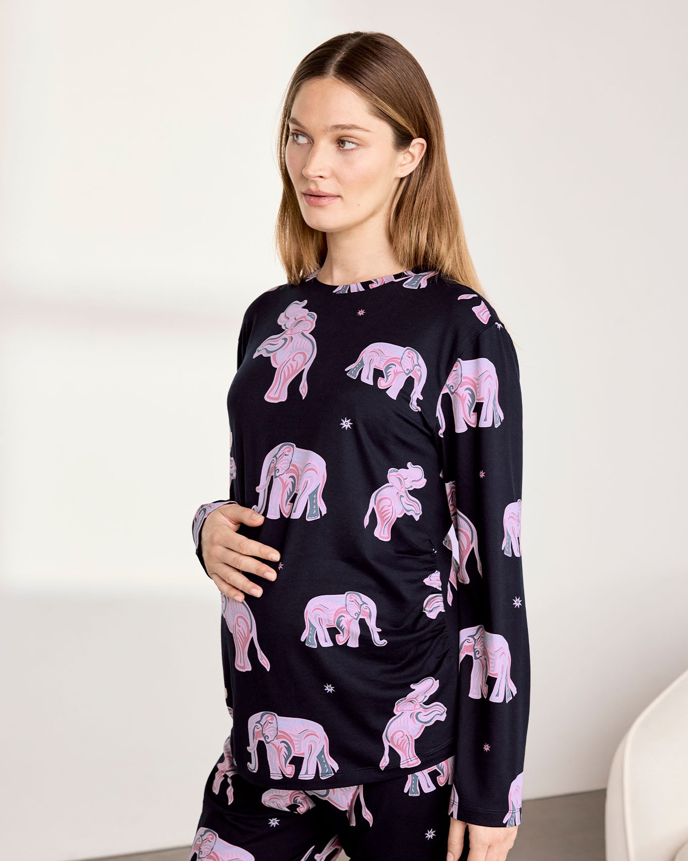 Maternity Elephant Dreamscape Print Long Pyjama Set