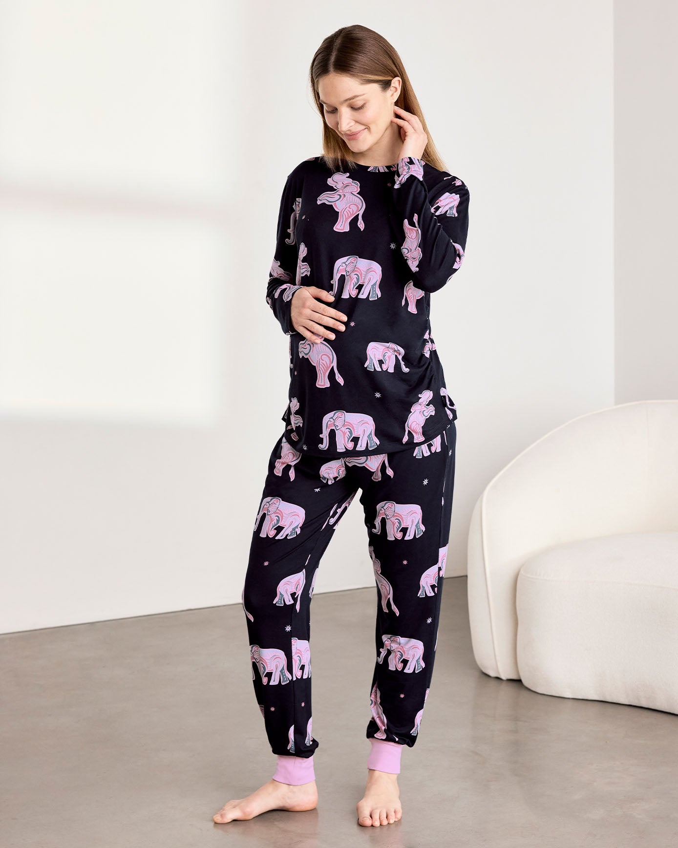 Maternity Elephant Dreamscape Print Long Pyjama Set
