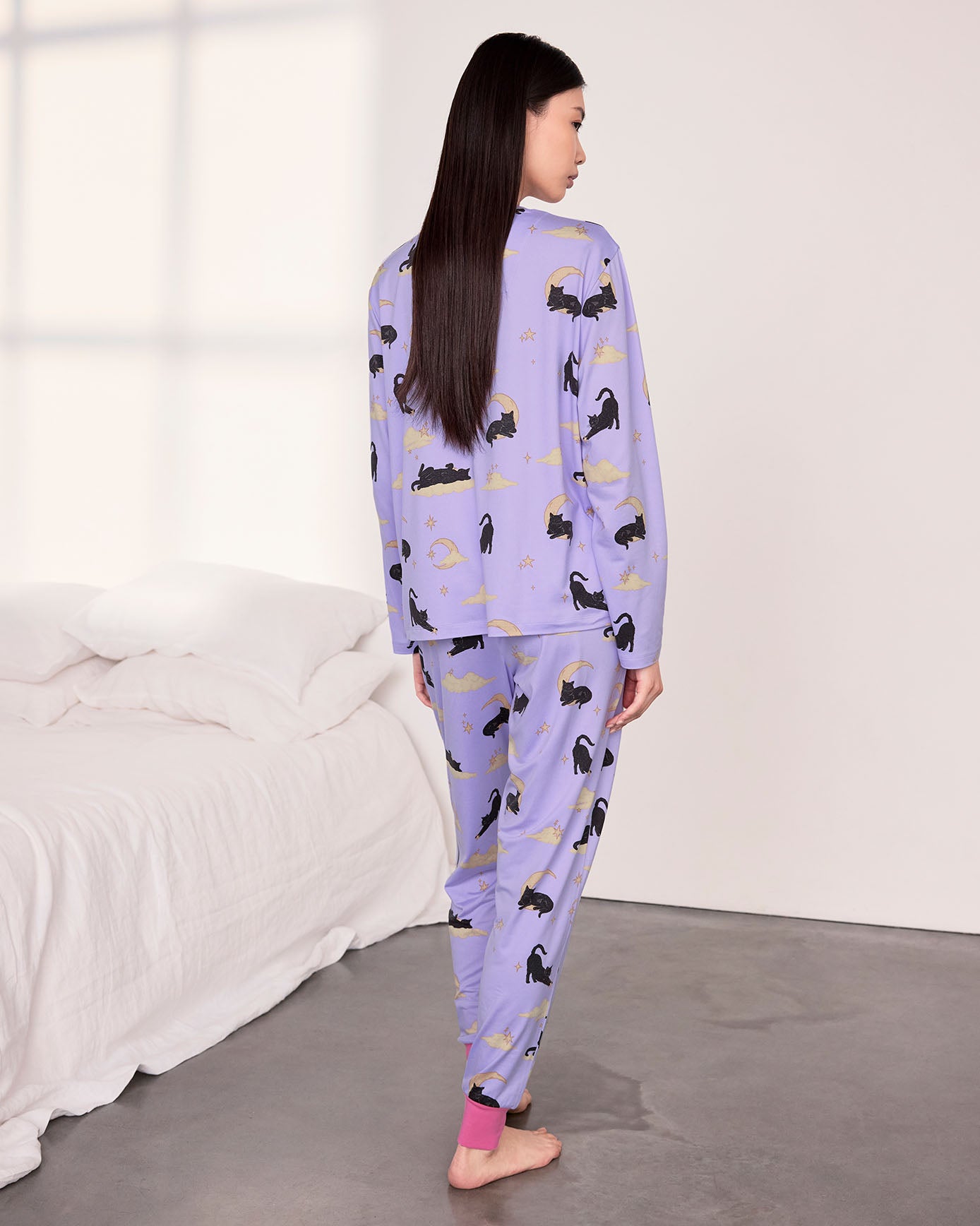 Halloween Cat Print Long Pyjama Set