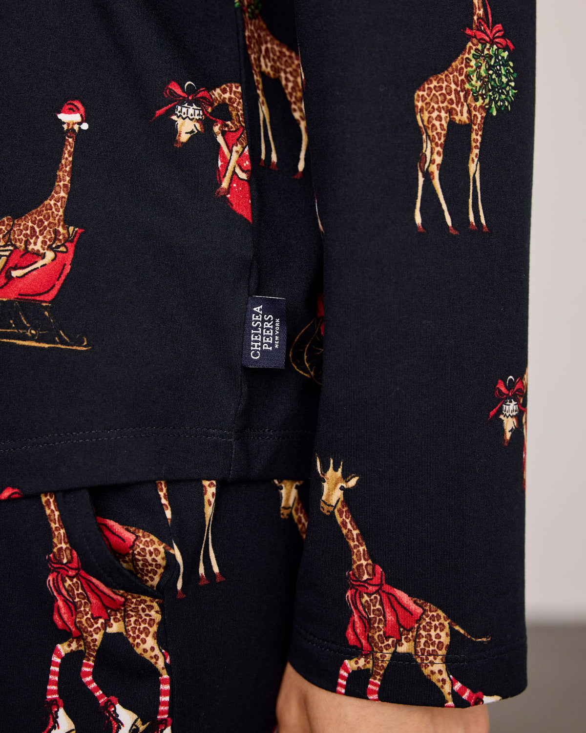 Christmas Giraffe Print Long Pyjama Set