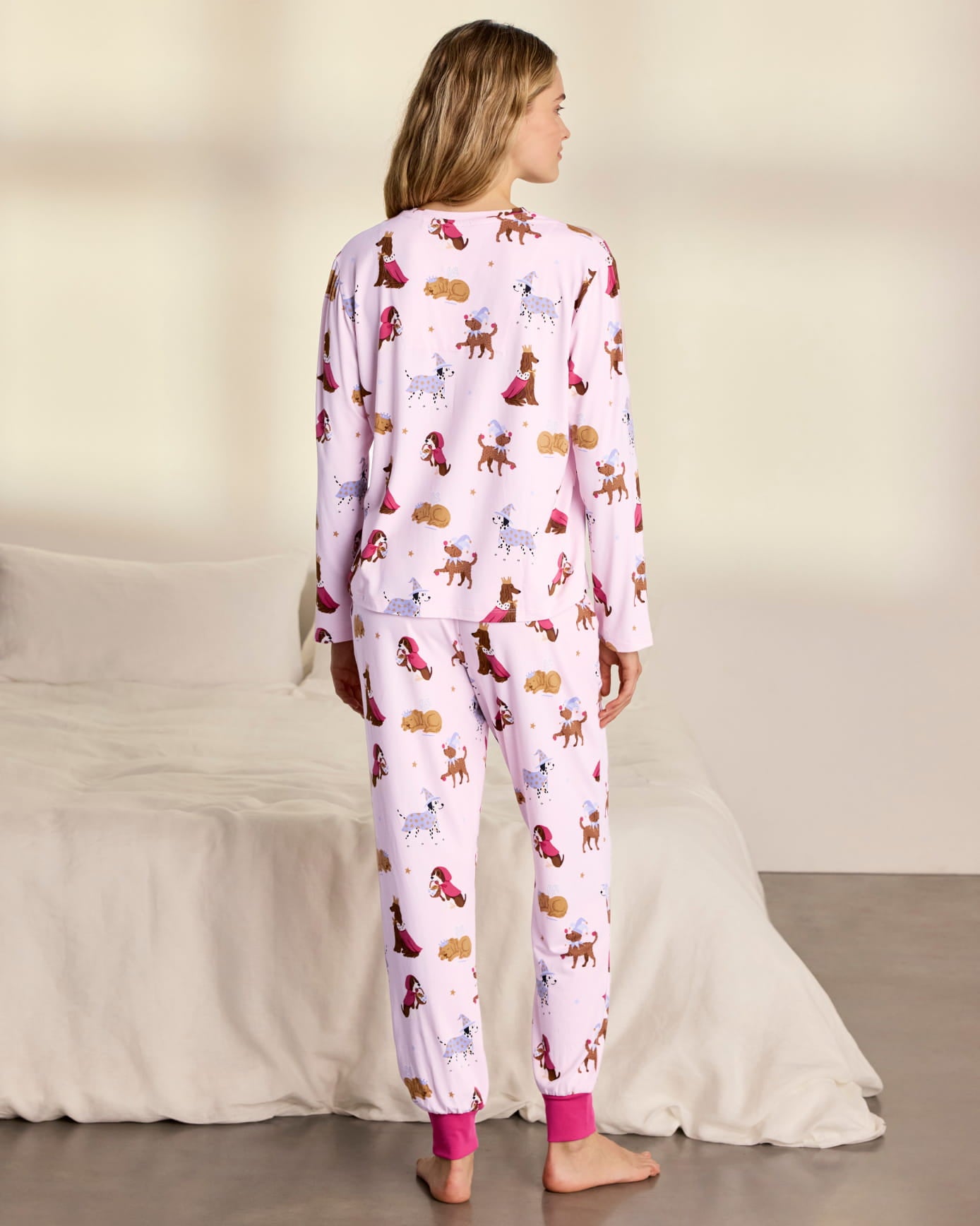 Tall Fairytale Dogs Print Long Pyjama Set