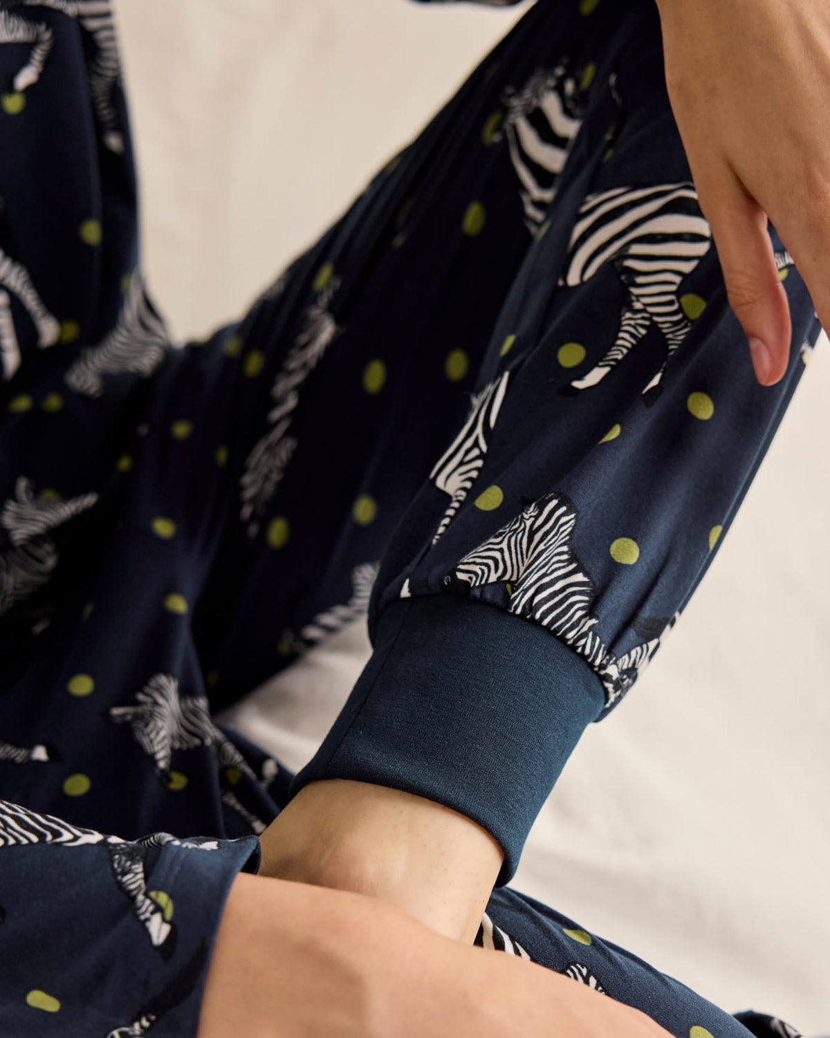Polka Dot Zebra Print Crew Neck Long Pyjama Set