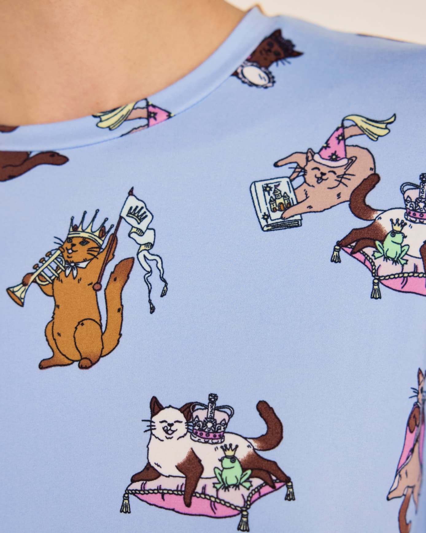 Princess Cats Print Long Pyjama Set