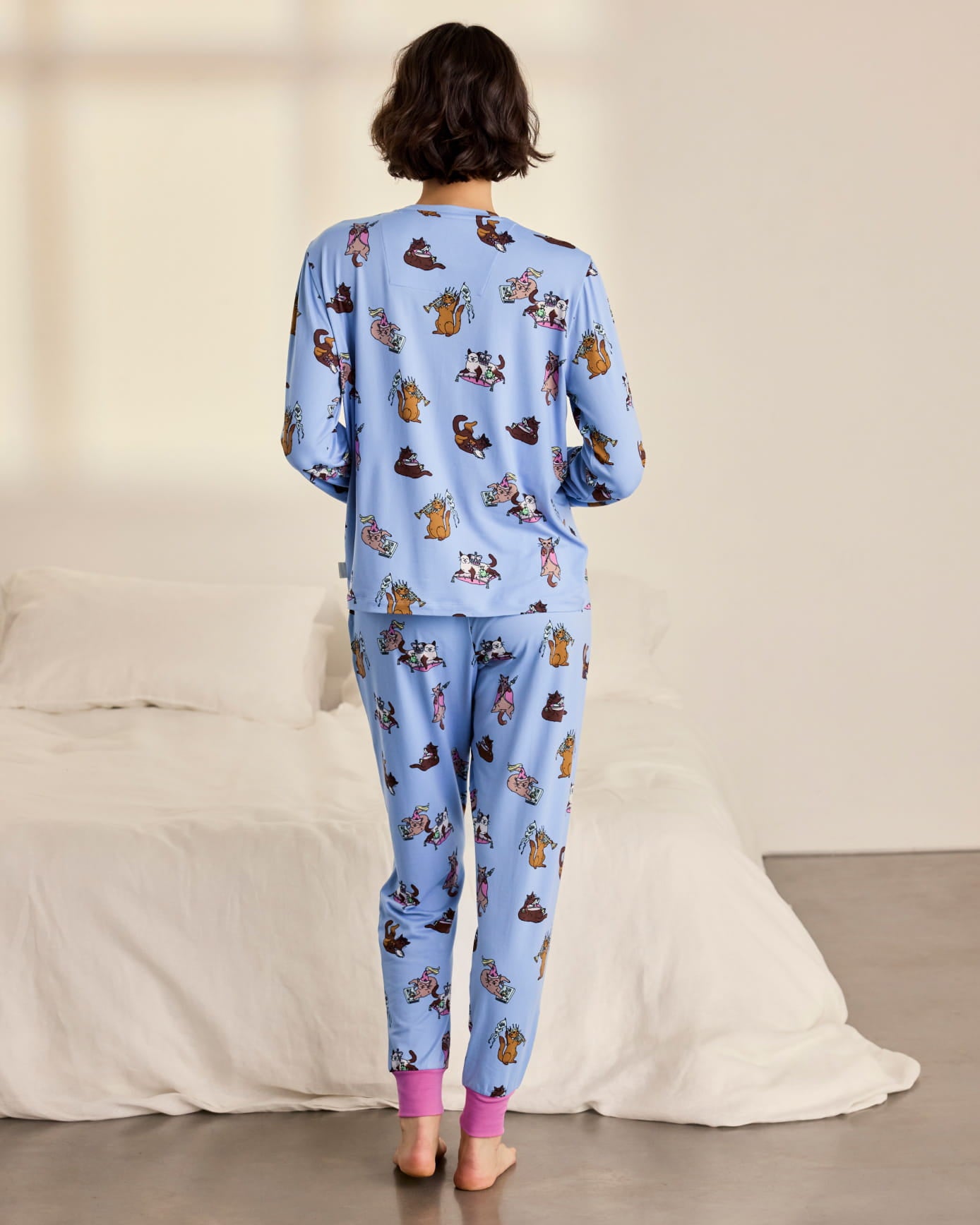 Princess Cats Print Long Pyjama Set