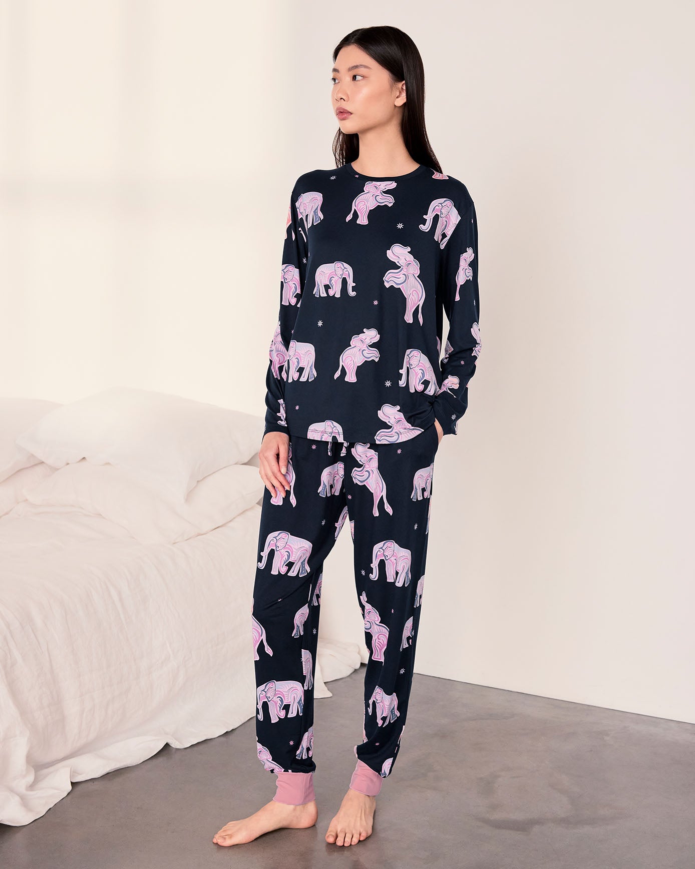Elephant Dreamscape Print Long Pyjama Set