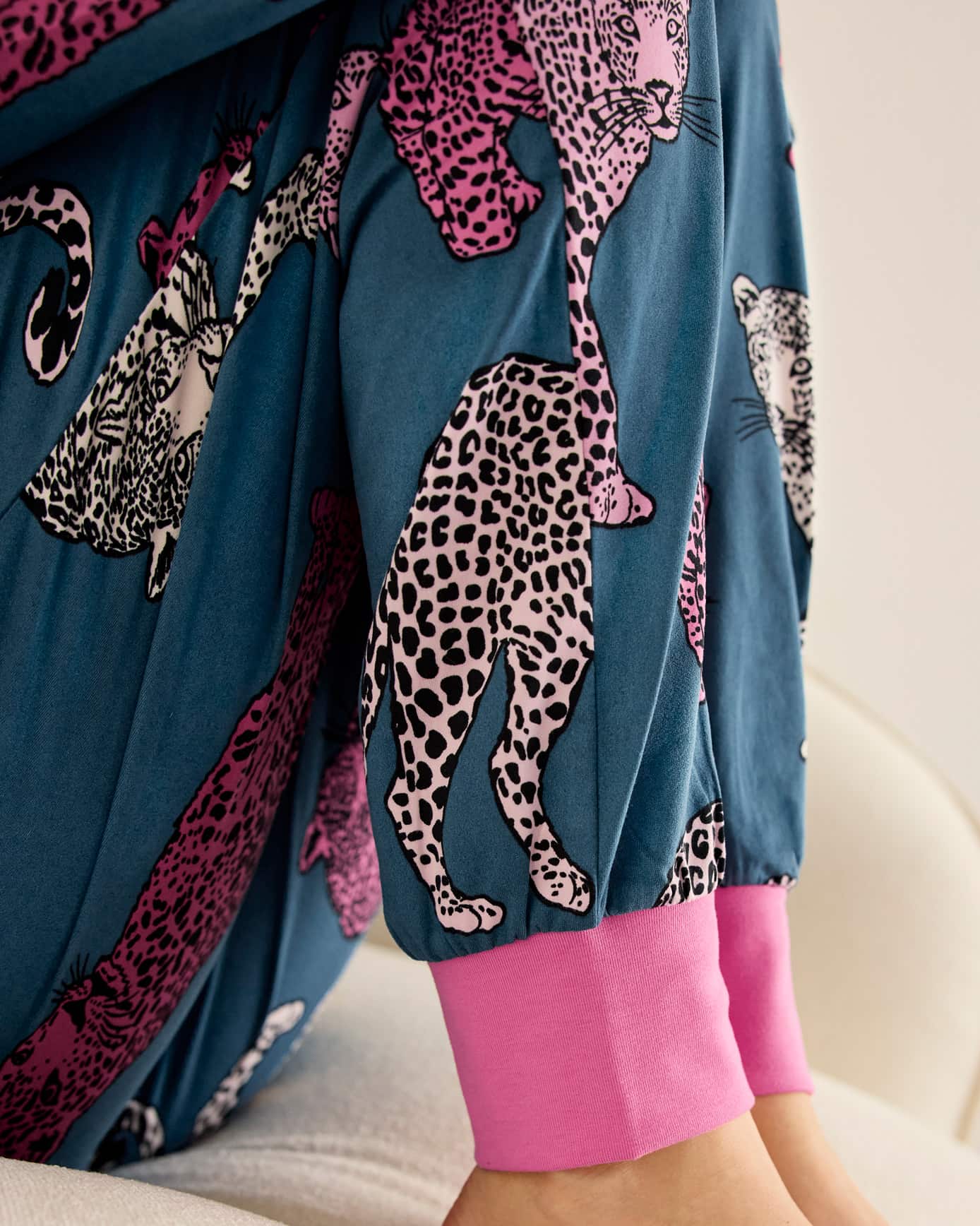 Jewel Leopard Print Long Pyjama Set