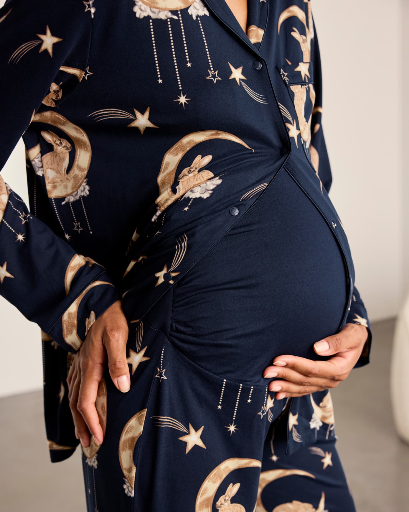 Maternity Lunar Bunny Print Long Pyjama Set