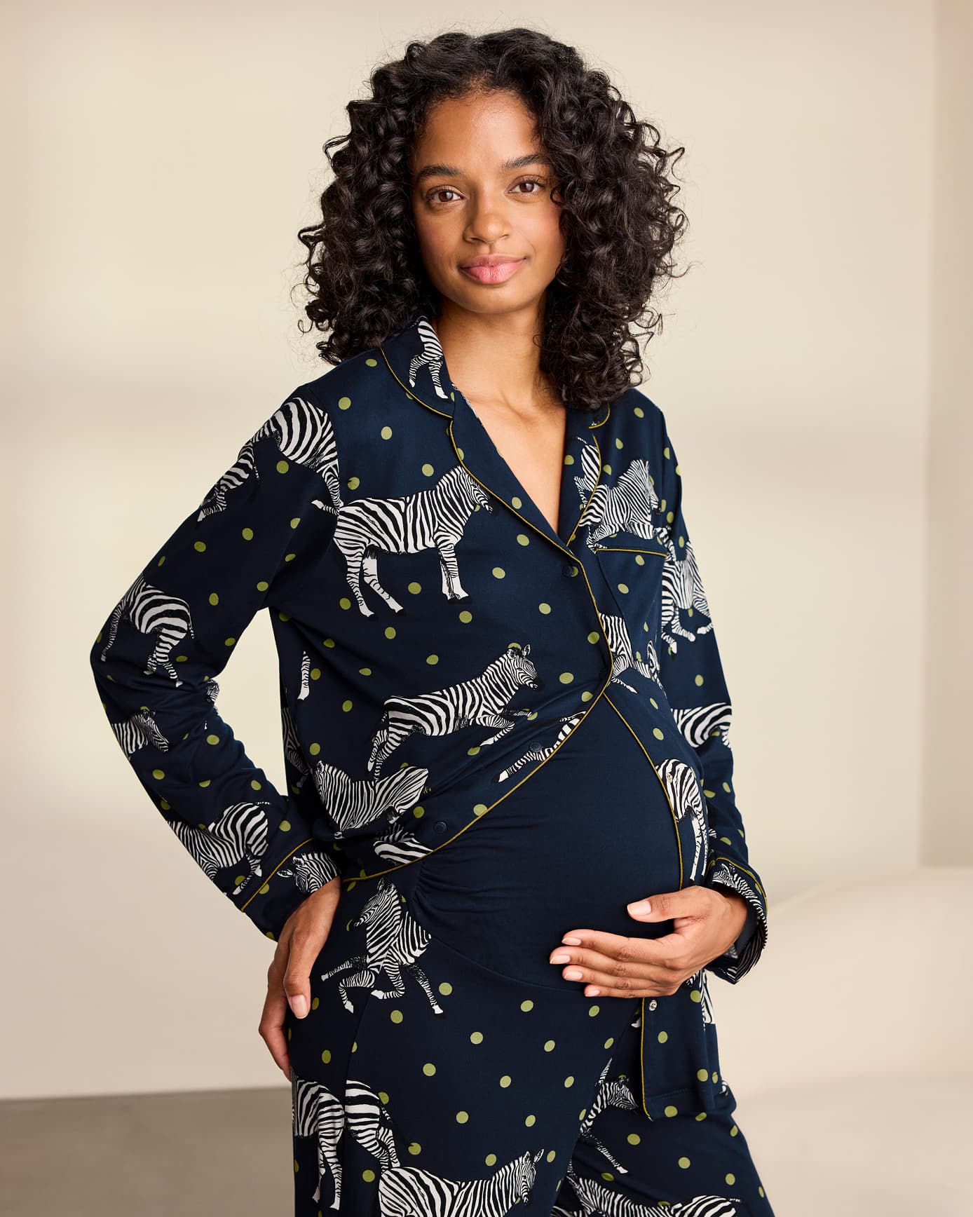 Maternity Polka Dot Zebra Print Long Pyjama Set